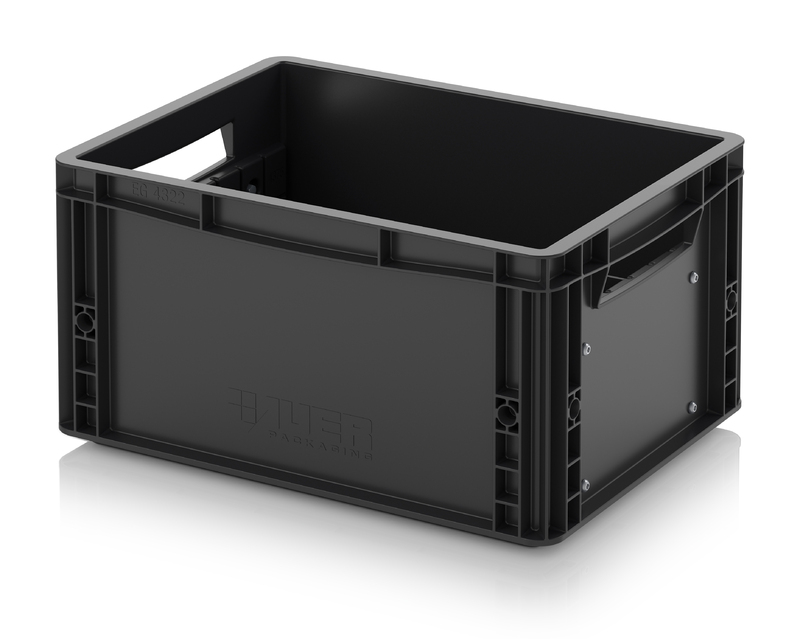 Auer ESD EG GEF LT 4322. ESD-Eurobehälter mit Längsteiler