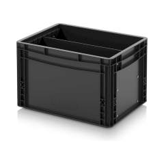 Auer ESD EG GEF LT 4327 HG. ESD-Eurobehälter mit Längsteiler