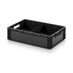 Auer ESD EG GEF QLT 6417. ESD-Eurobehälter mit Quer- und Längsteiler