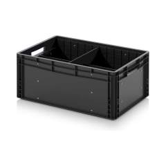 Auer ESD EG GEF QLT 6427. ESD-Eurobehälter mit Quer- und Längsteiler