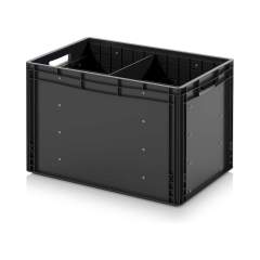 Auer ESD EG GEF QLT 6442. ESD-Eurobehälter mit Quer- und Längsteiler