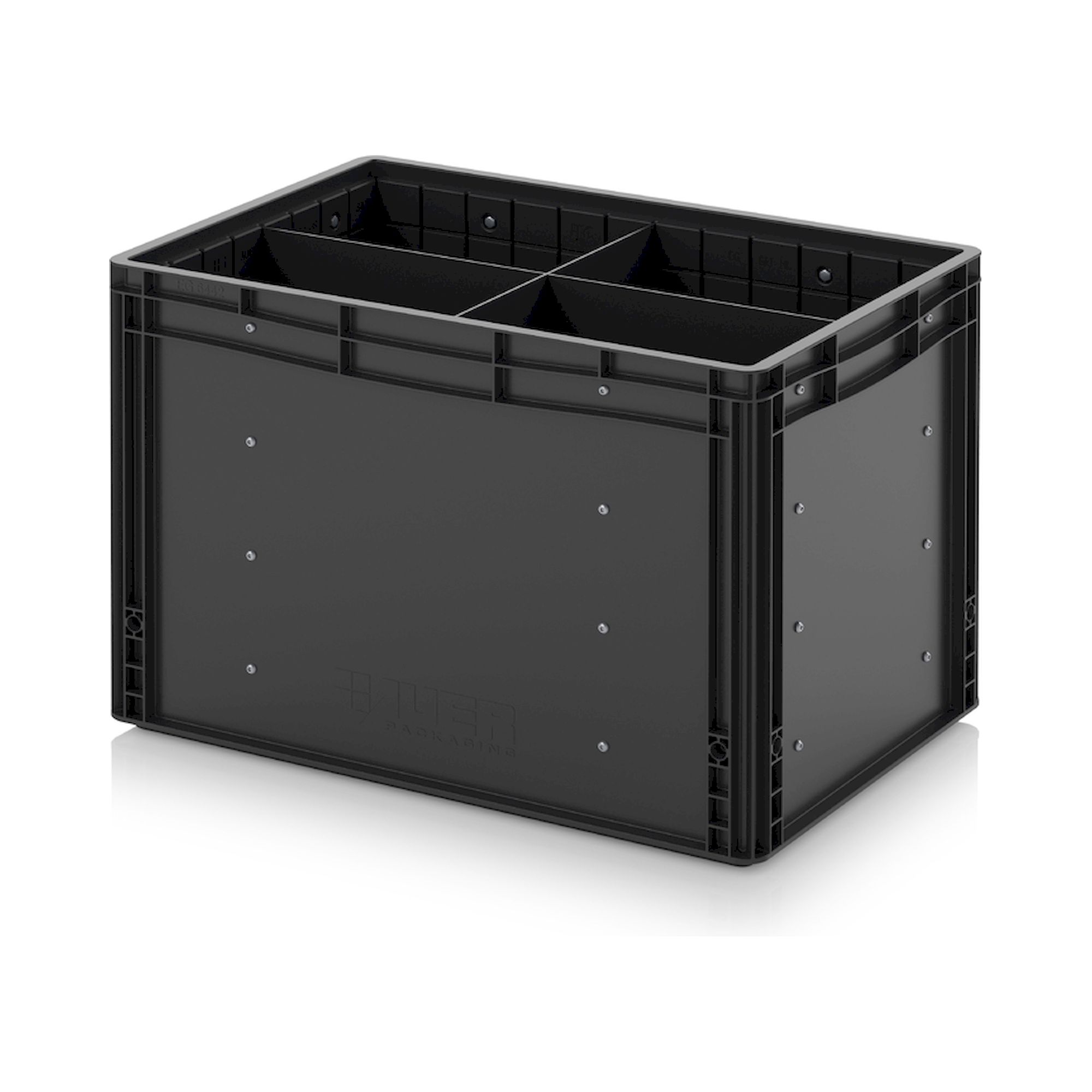 Auer ESD EG GEF QLT 6442 HG. ESD-Eurobehälter mit Quer- und Längsteiler