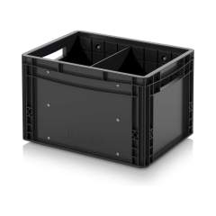 Auer ESD EG GEF QT 4327. ESD-Eurobehälter mit Querteiler