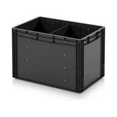 Auer ESD EG GEF QT 6442 HG. ESD-Eurobehälter mit Längsteiler