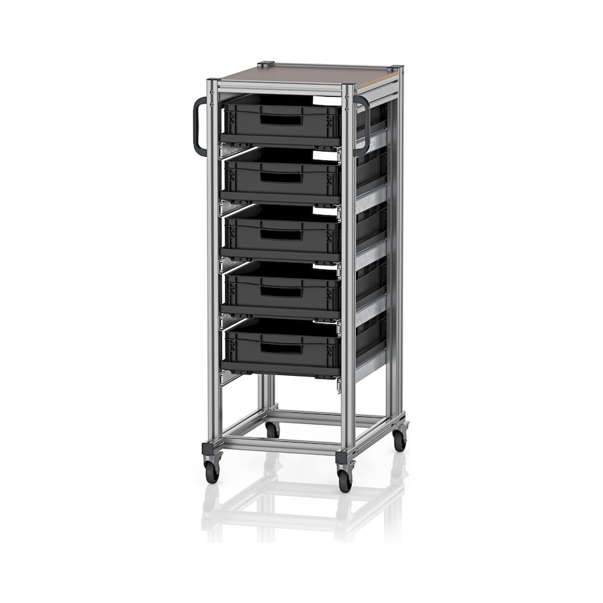 ESD SE 134 6412.2. ESD-Systemwagen für Eurobehälter 60 x 40 Höhe 134 cm, 71,8x50x134,6 cm