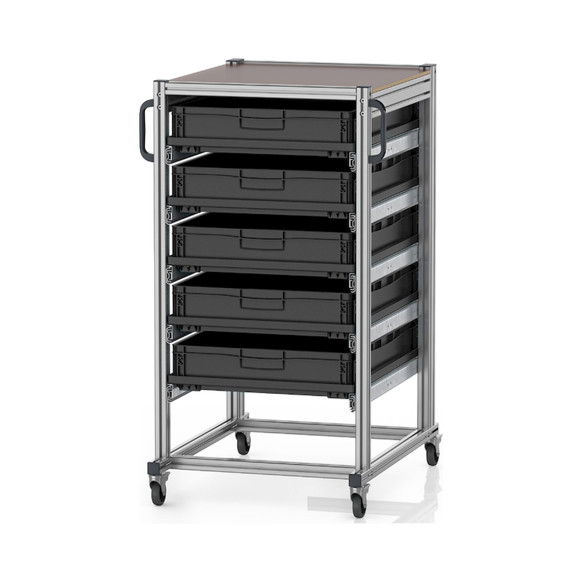 ESD SE 134 8612. ESD-Systemwagen für Eurobehälter 80 x 60 Höhe 134 cm, 70x93,5x135 cm