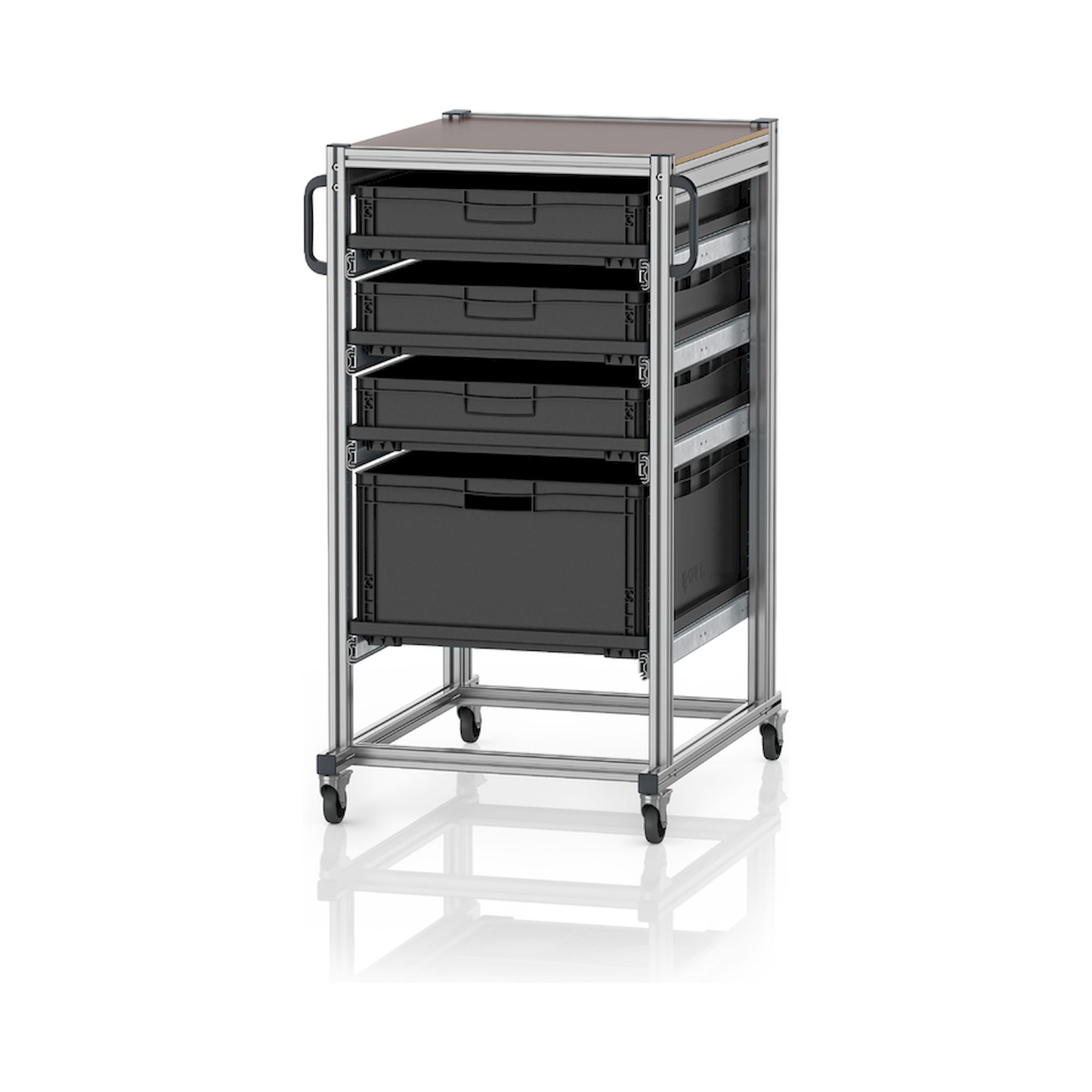 ESD SE 134 863212. ESD-Systemwagen für Eurobehälter 80 x 60 Höhe 134 cm, 70x93,5x135 cm