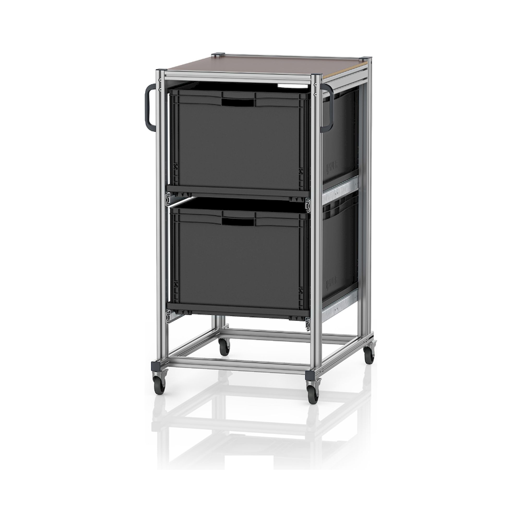 ESD SE 134 8642. ESD-Systemwagen für Eurobehälter 80 x 60 Höhe 134 cm, 70x93,5x135 cm