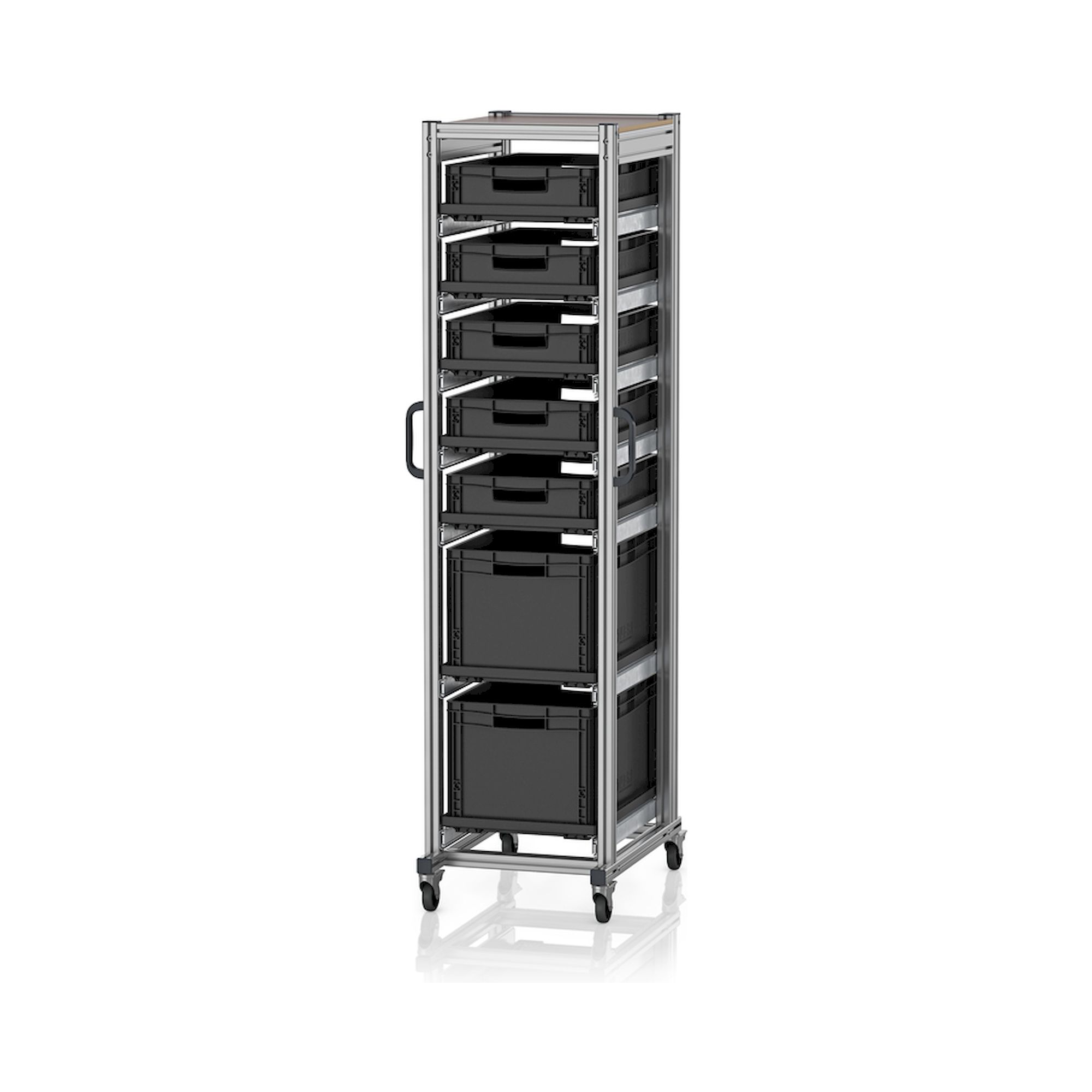 ESD SE 200 643212.2. ESD-Systemwagen für Eurobehälter 60 x 40 Höhe 200 cm, 71,8x50x201,1 cm