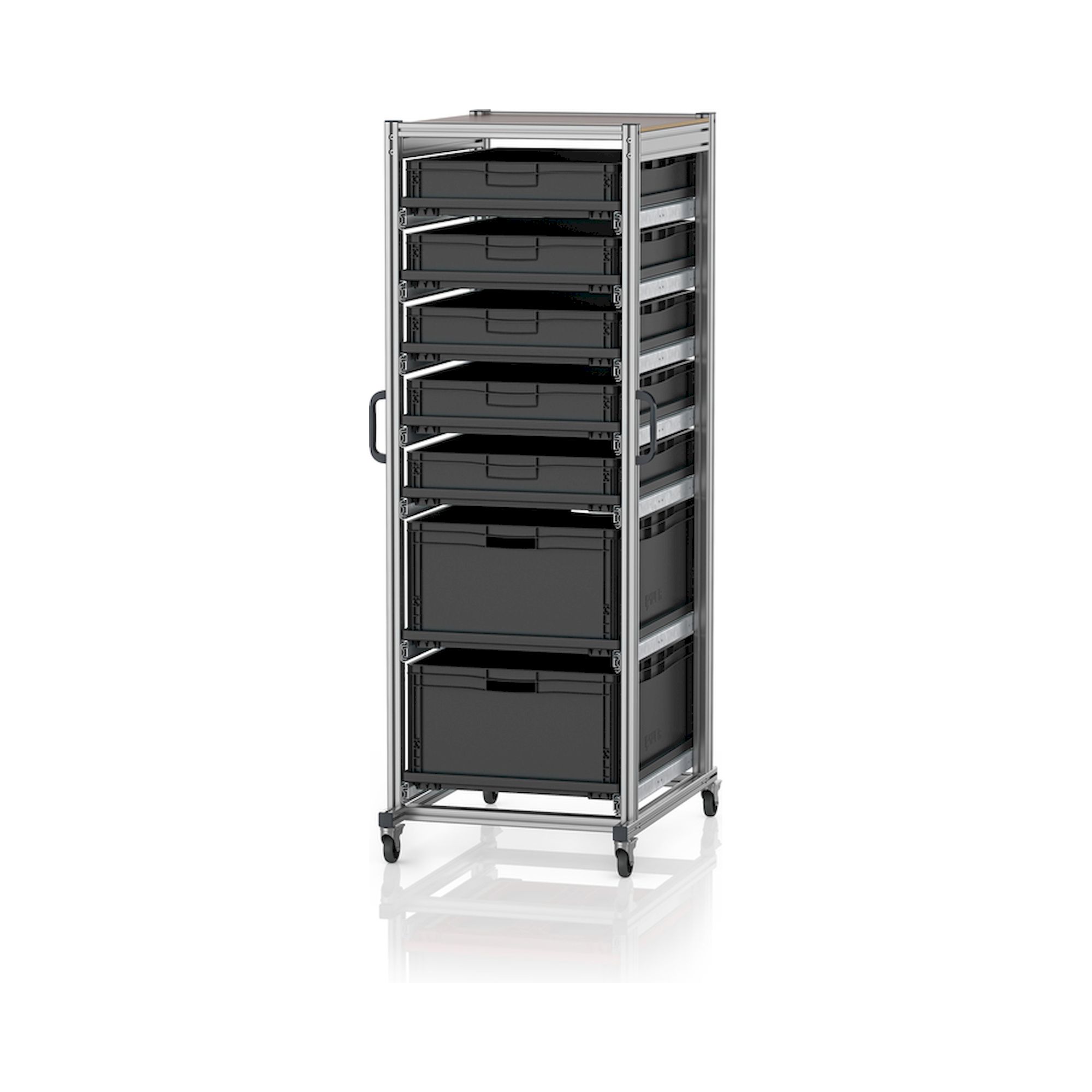 ESD SE 200 863212. ESD-Systemwagen für Eurobehälter 80 x 60 Höhe 200 cm, 70x93,5x200 cm