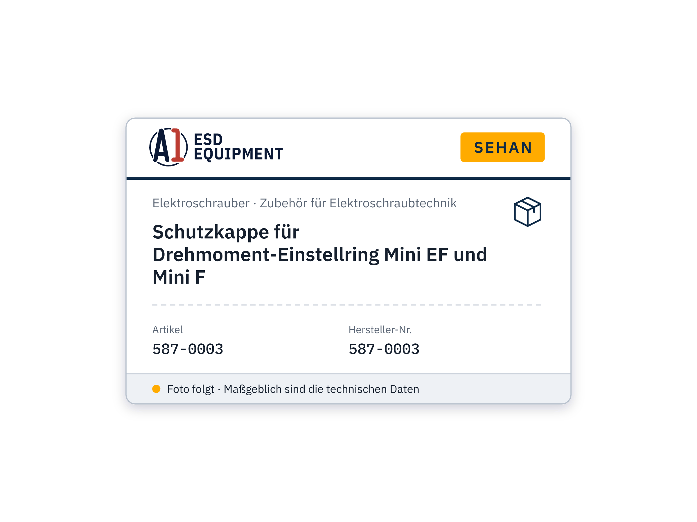 Schutzkappe für Drehmoment-Einstellring Mini EF und Mini F - Sehan 587-0003