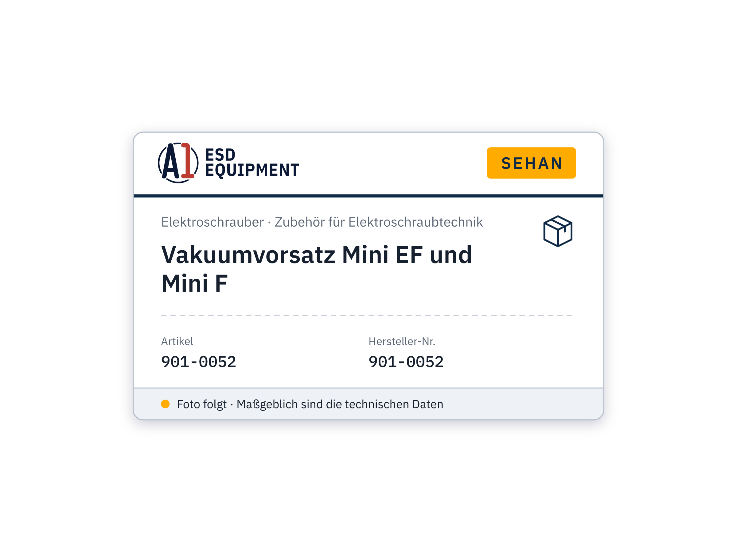 Vakuumvorsatz Mini EF und Mini F - Sehan 901-0052