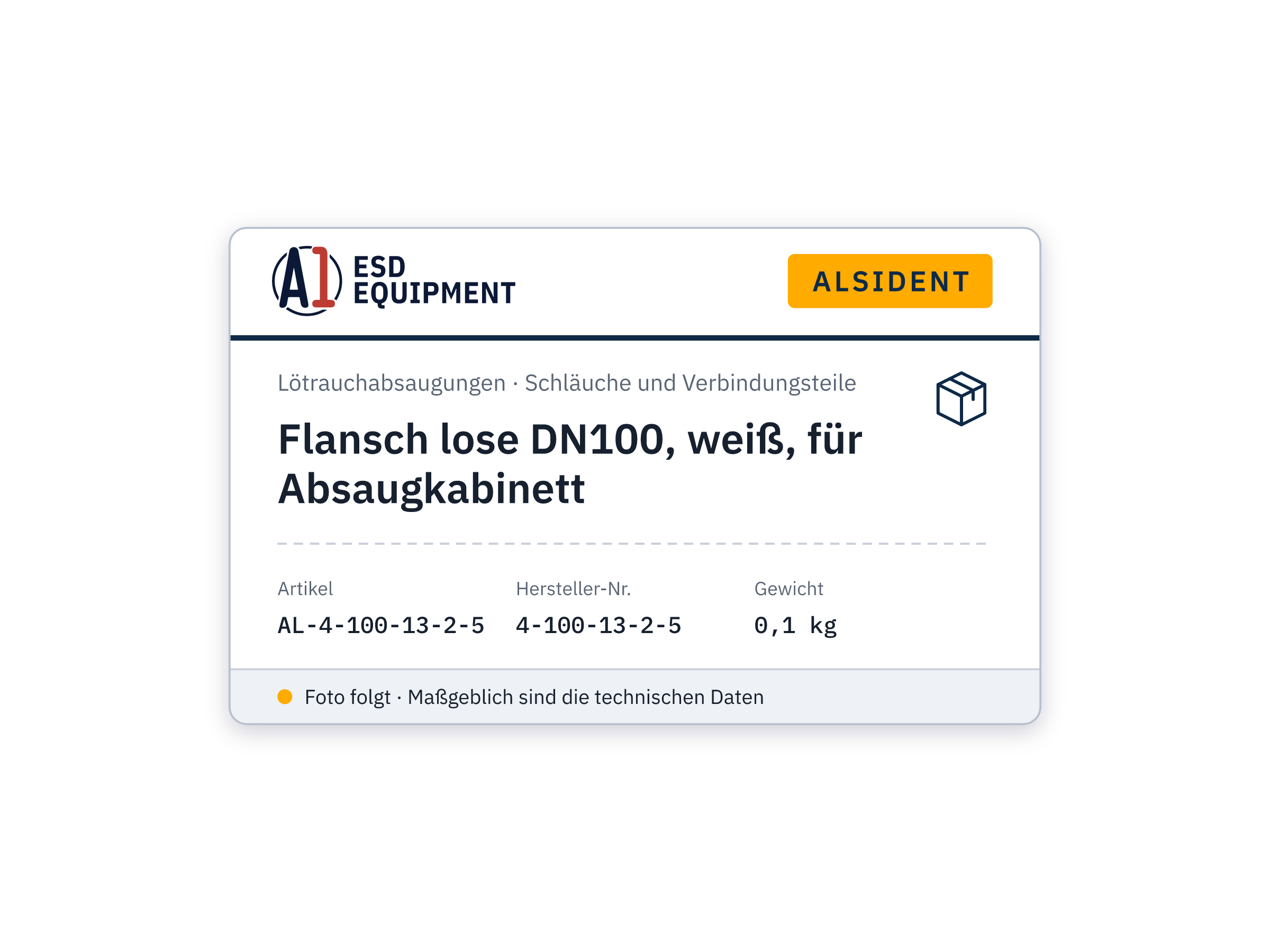 Bride libre DN100, blanc, pour cabine d'aspiration - Alsident 4-100-13-2-5