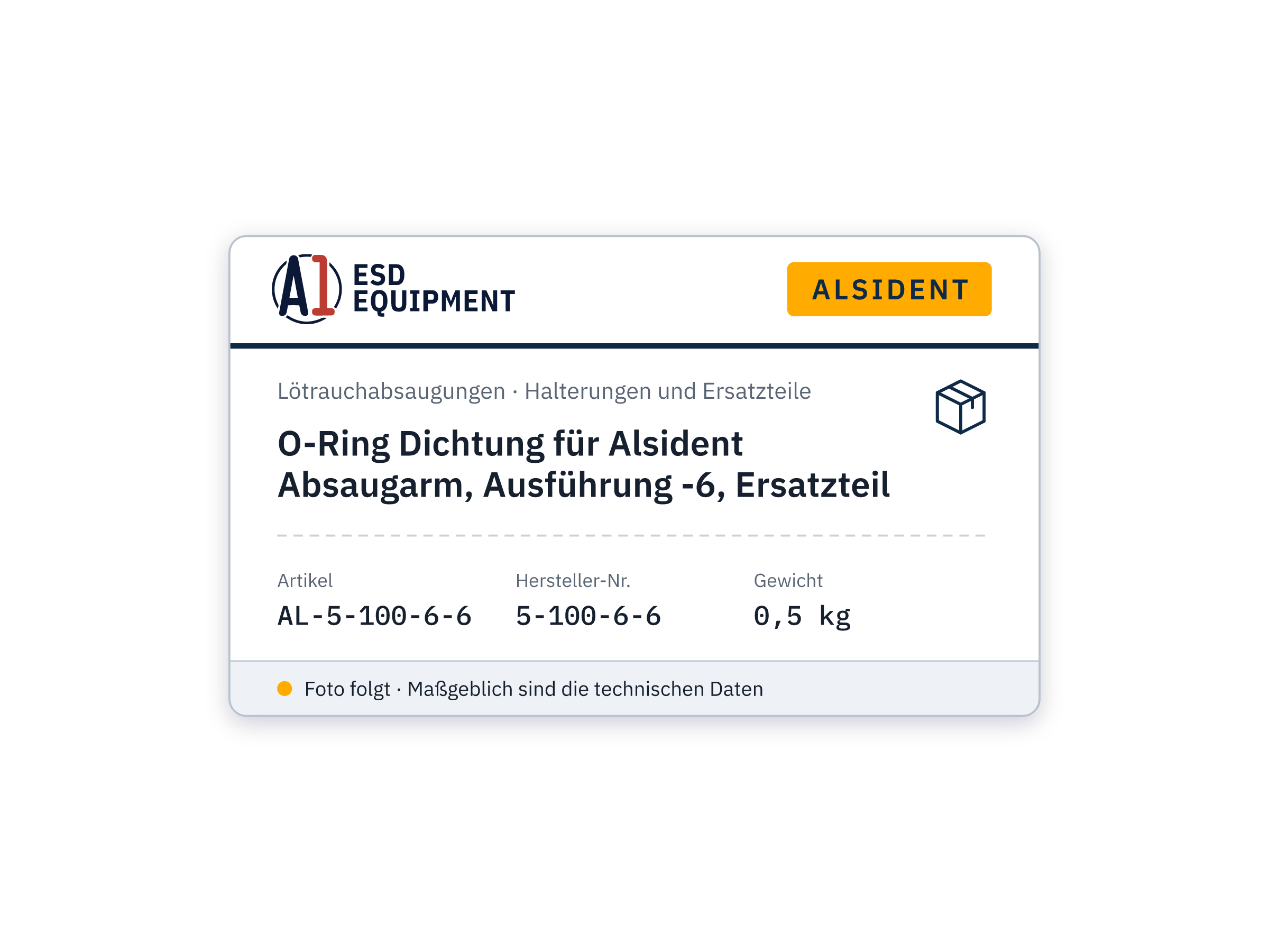 Joint torique pour bras d'aspiration Alsident, version -6, pièce de rechange - Alsident 5-100-6-6