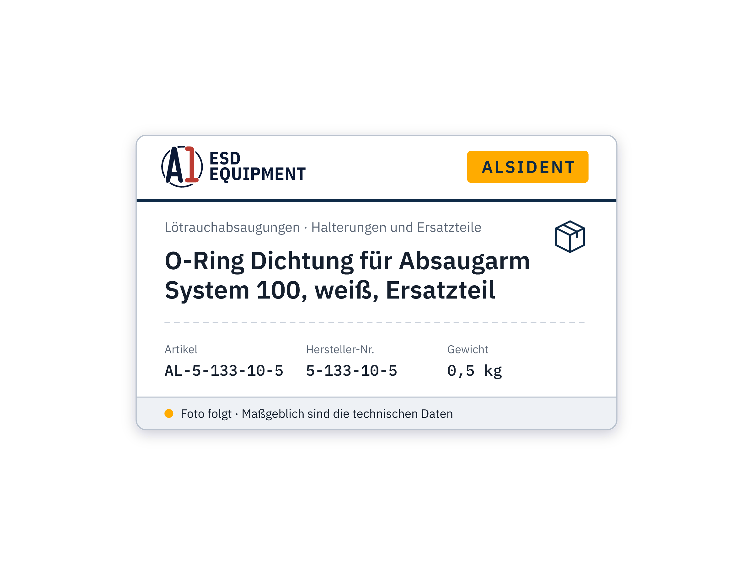 O-ring seal for extraction arm System 100, white, spare part - Alsident 5-133-10-5