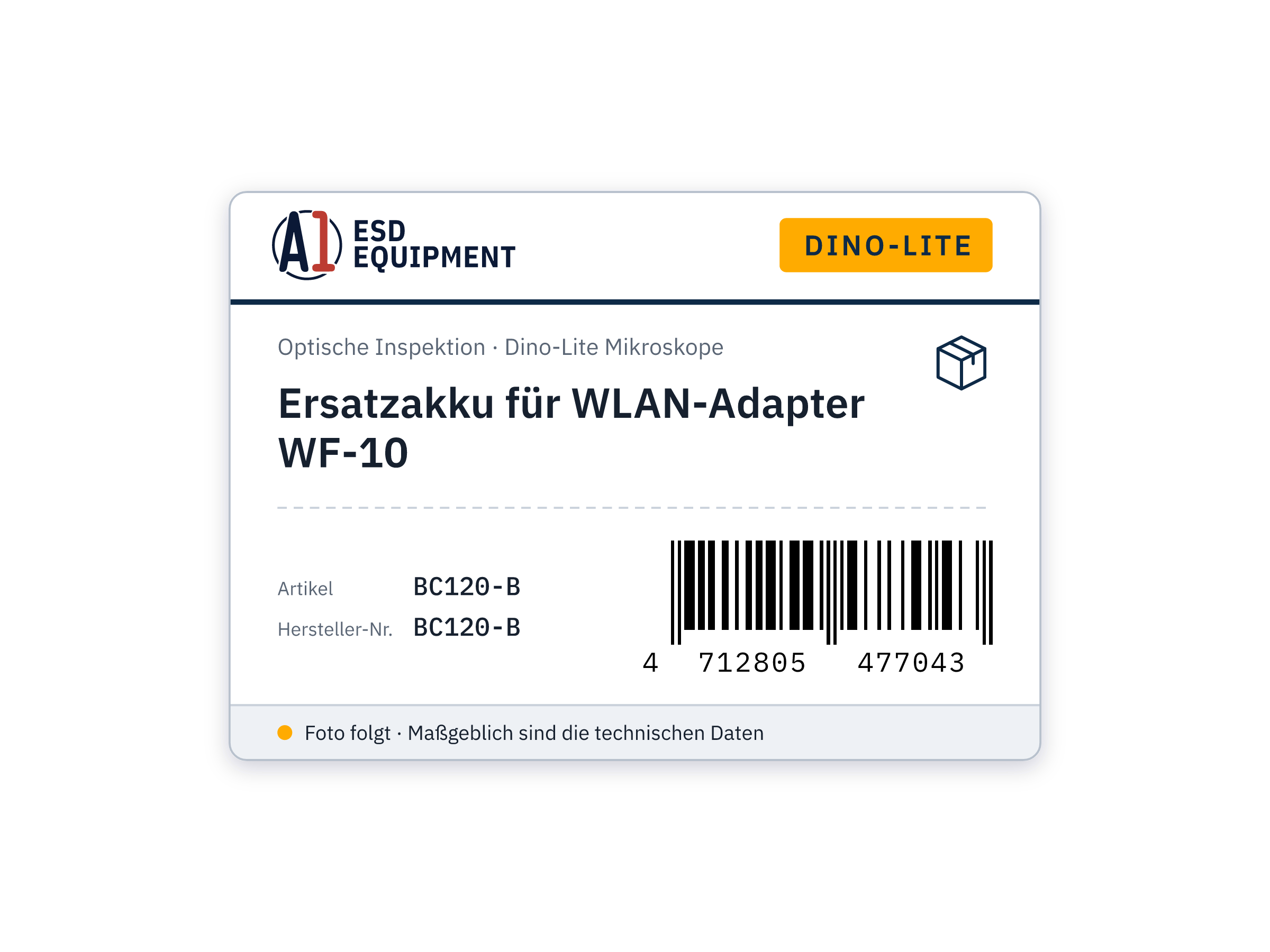 Batterie de rechange pour adaptateur Wi-Fi WF-10 - Dino-Lite BC120-B