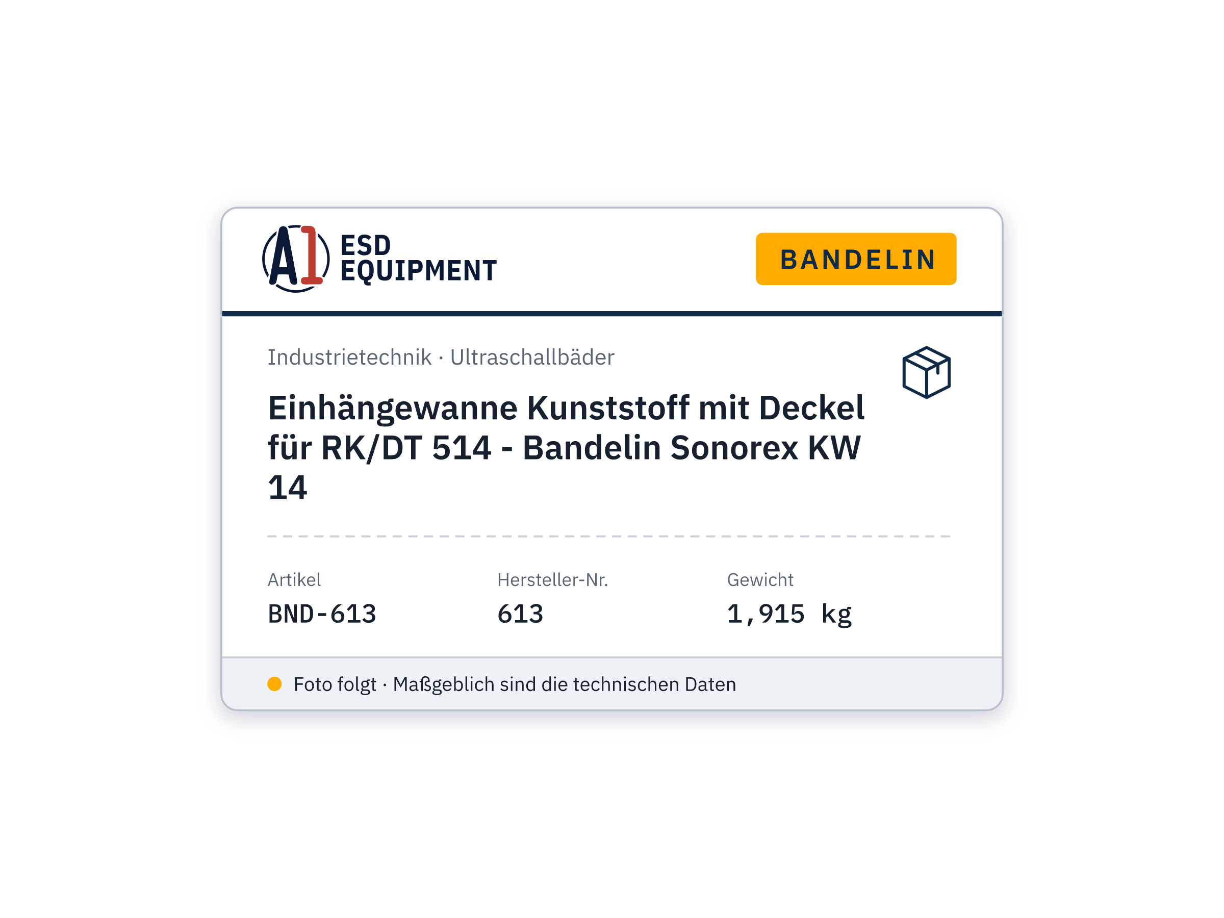 Bac d'insertion en plastique avec couvercle pour RK/DT 514 - Bandelin Sonorex KW 14