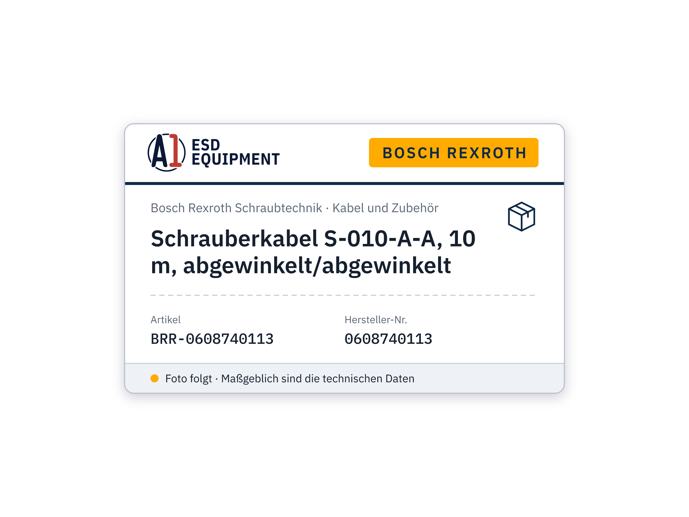 Schrauberkabel S-010-A-A, 10 m, abgewinkelt/abgewinkelt - Bosch Rexroth 0608740113