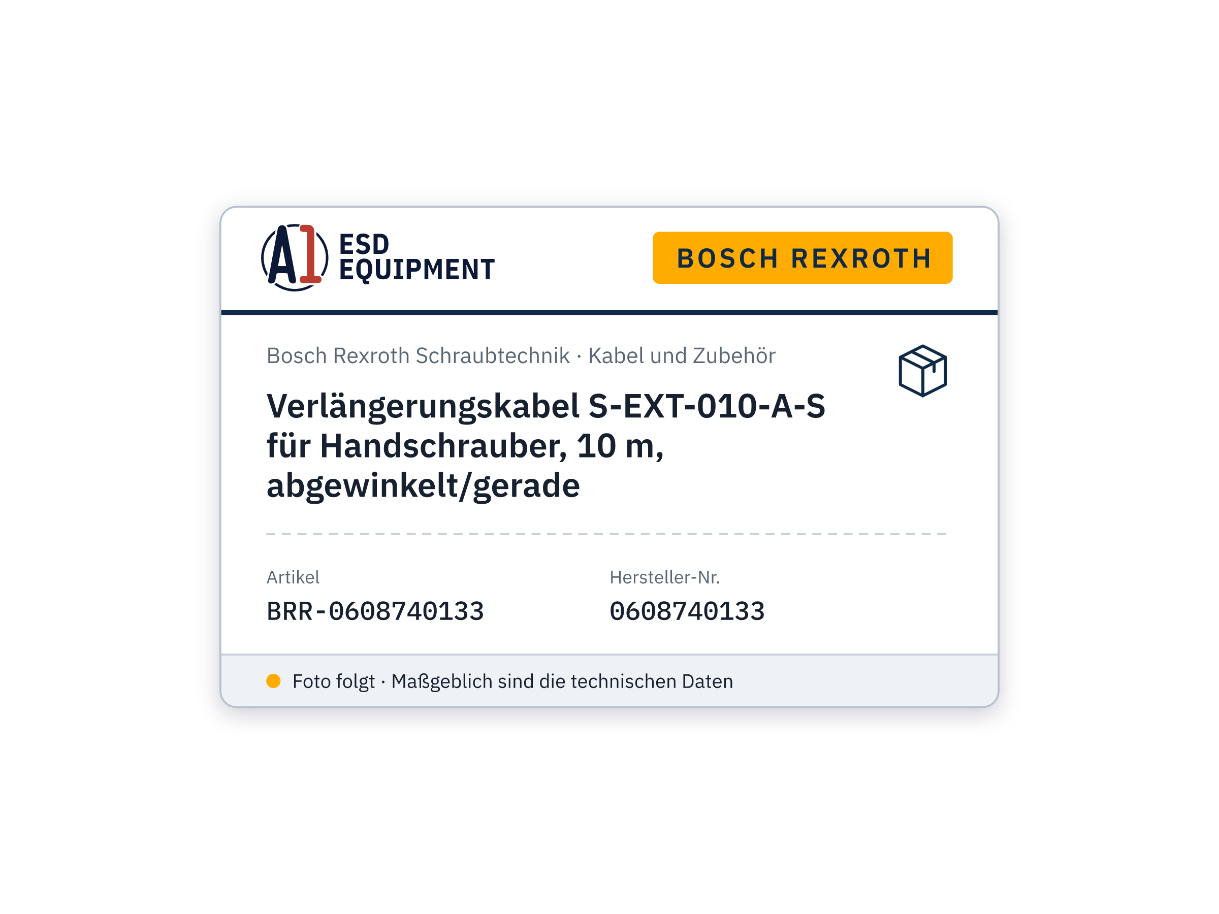 Rallonge S-EXT-010-A-S pour visseuse manuelle, 10 m, coudé/droit - Bosch Rexroth 0608740133