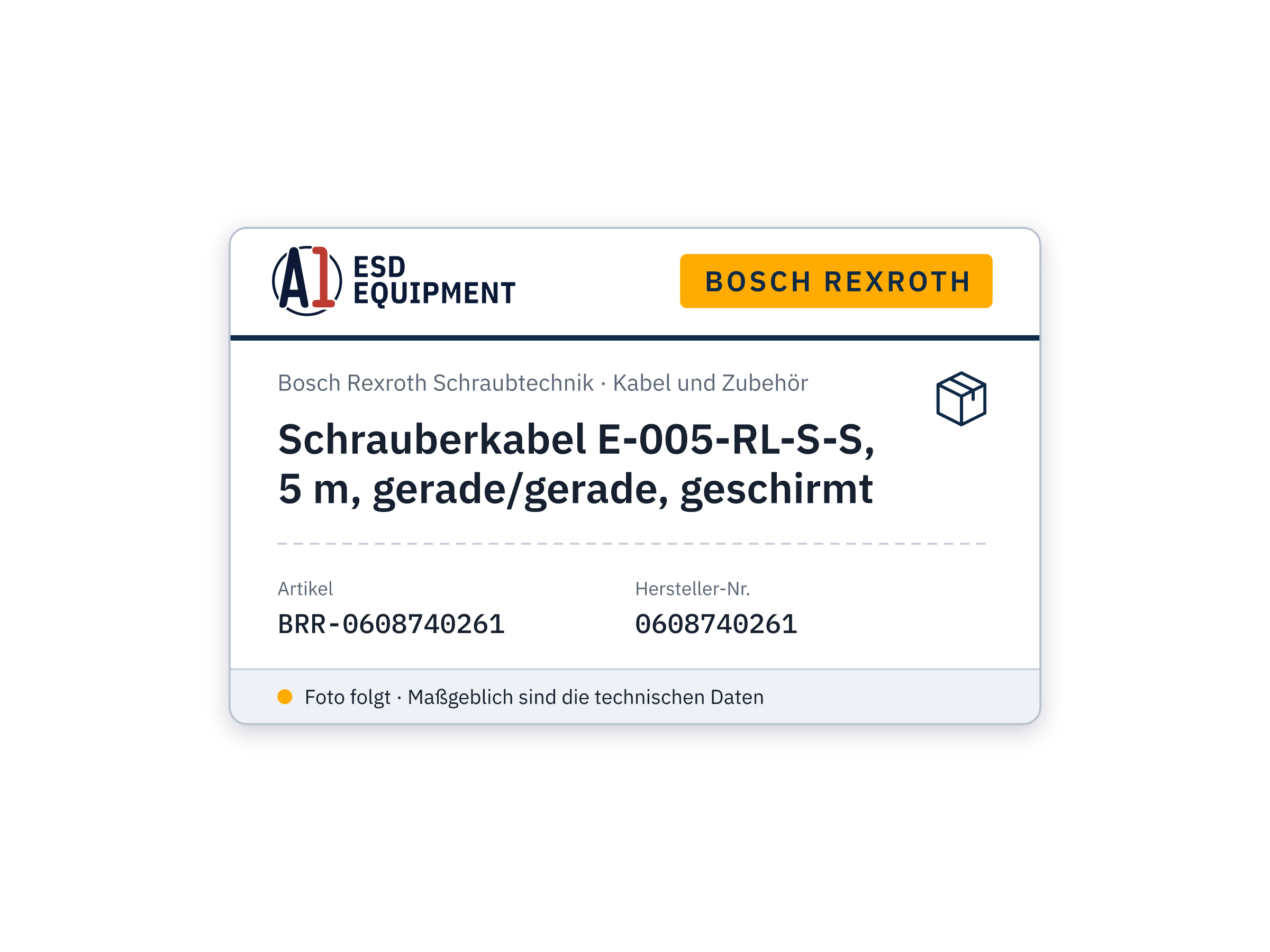 Schrauberkabel E-005-RL-S-S, 5 m, gerade/gerade, geschirmt - Bosch Rexroth 0608740261