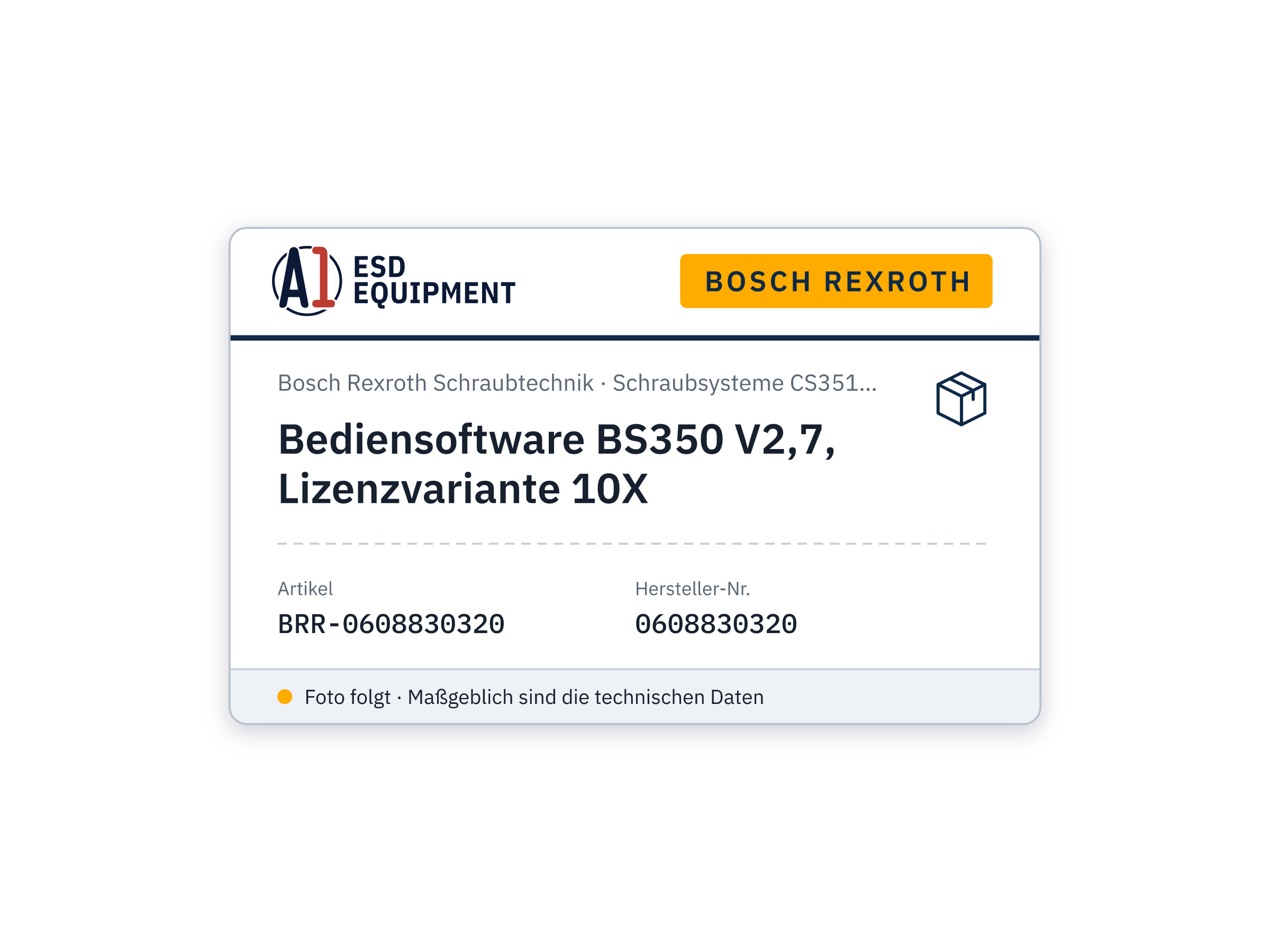 Logiciel de commande BS350 V2,7, variante de licence 10X - Bosch Rexroth 0608830320