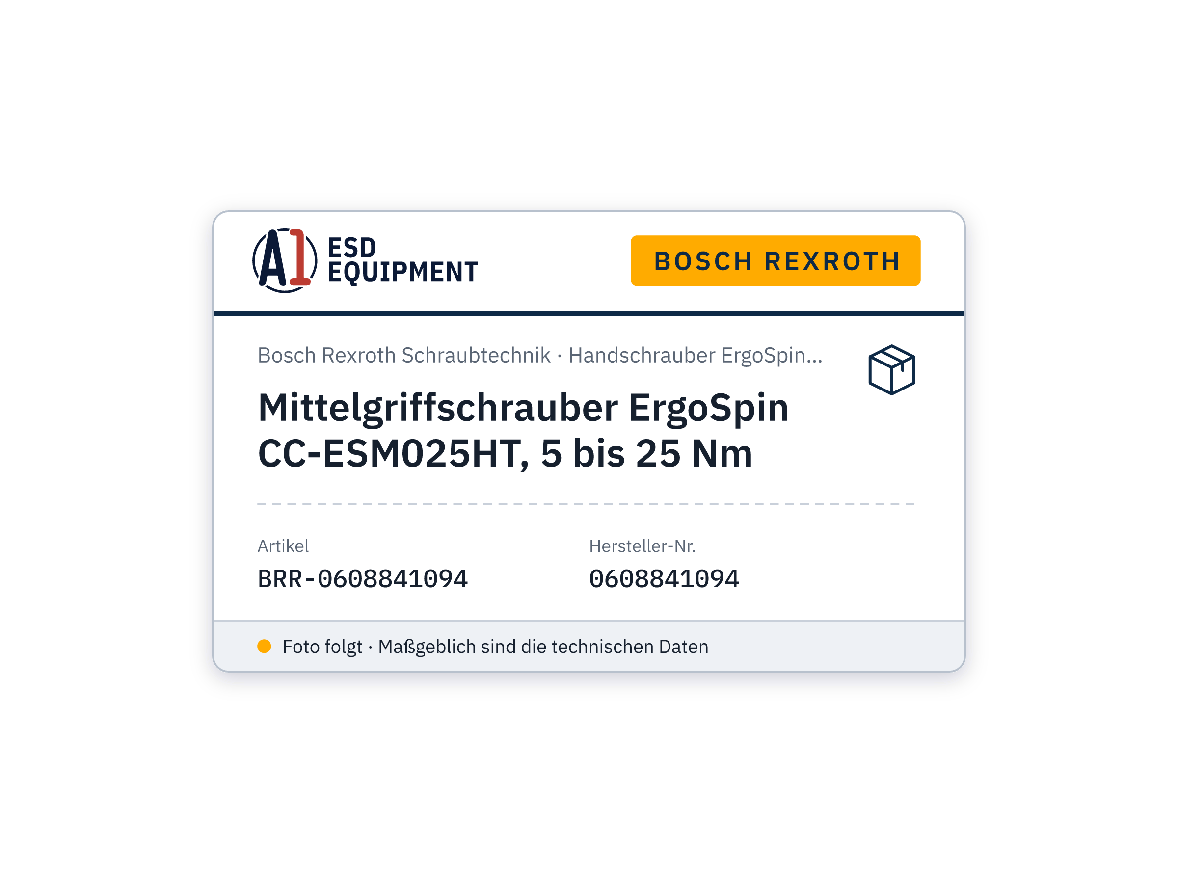 Mid-handle nutrunner ErgoSpin CC-ESM025HT, 5 to 25 Nm - Bosch Rexroth 0608841094