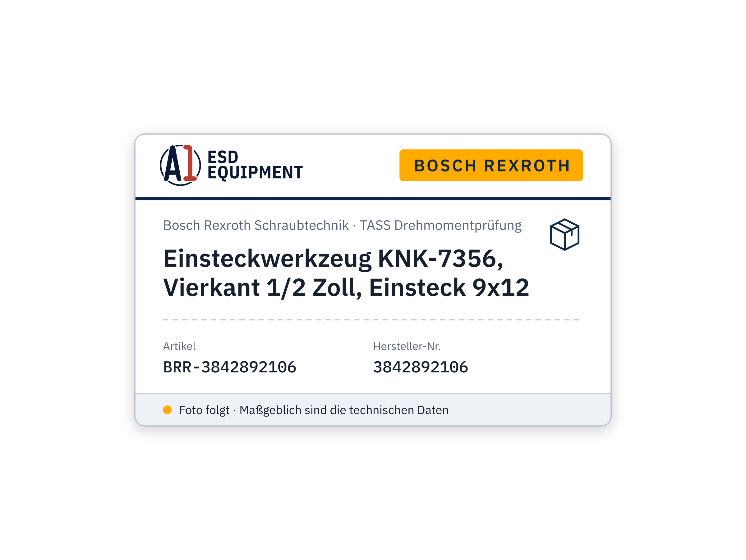Einsteckwerkzeug KNK-7356, Vierkant 1/2 Zoll, Einsteck 9x12 - Bosch Rexroth 3842892106