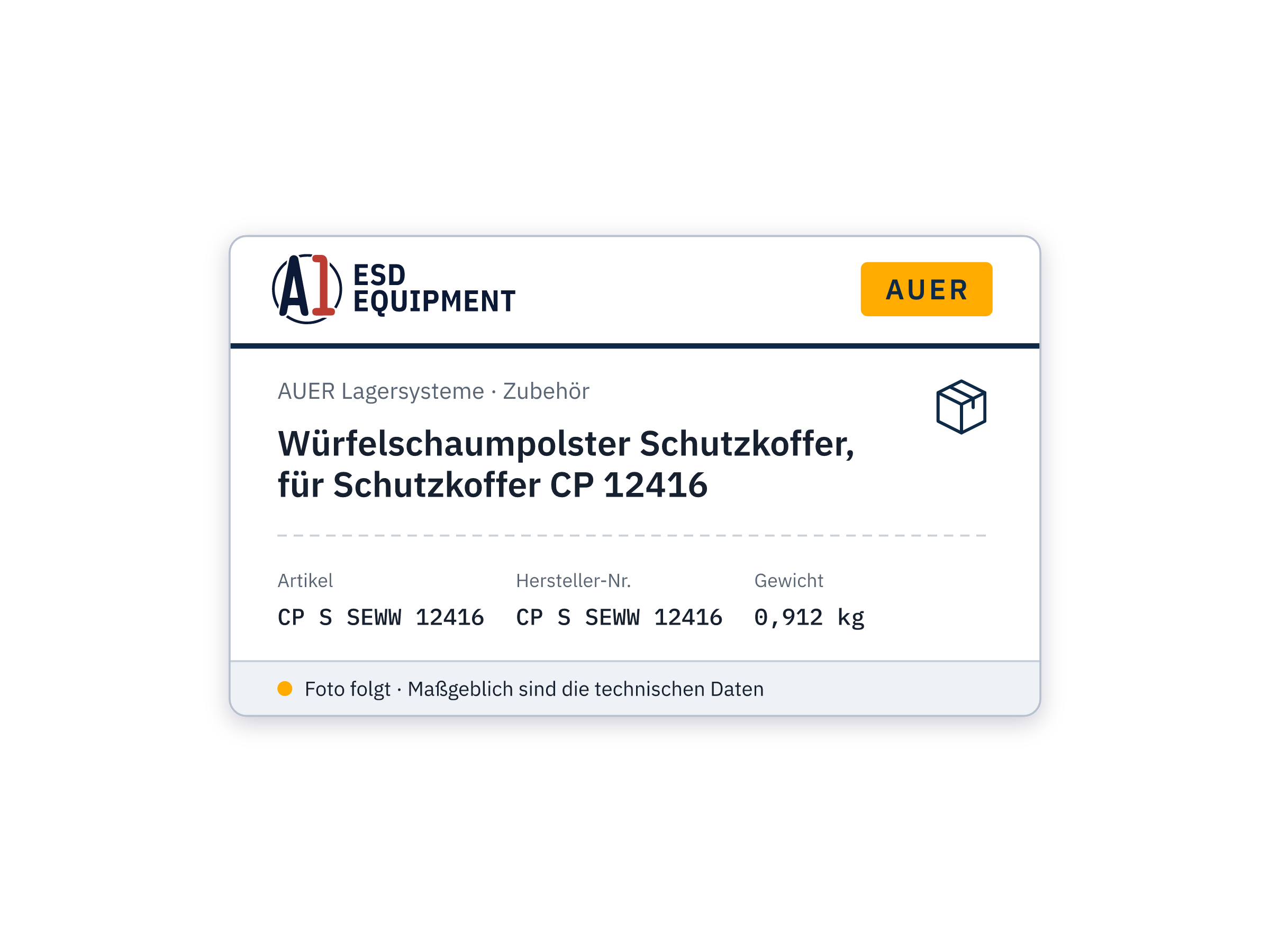 Würfelschaumpolster Schutzkoffer, für Schutzkoffer CP 12416 - Auer CP S SEWW 12416