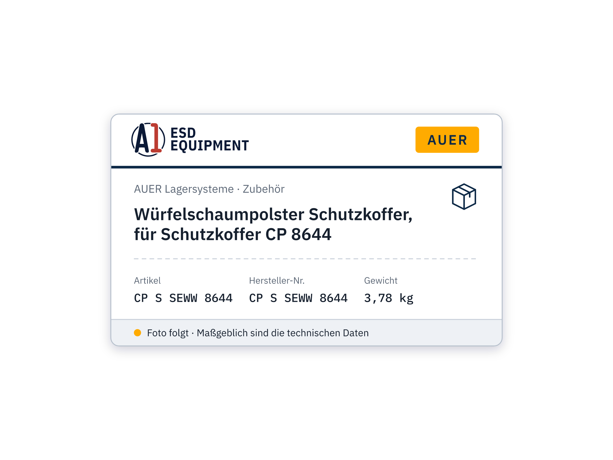 Würfelschaumpolster Schutzkoffer, für Schutzkoffer CP 8644 - Auer CP S SEWW 8644