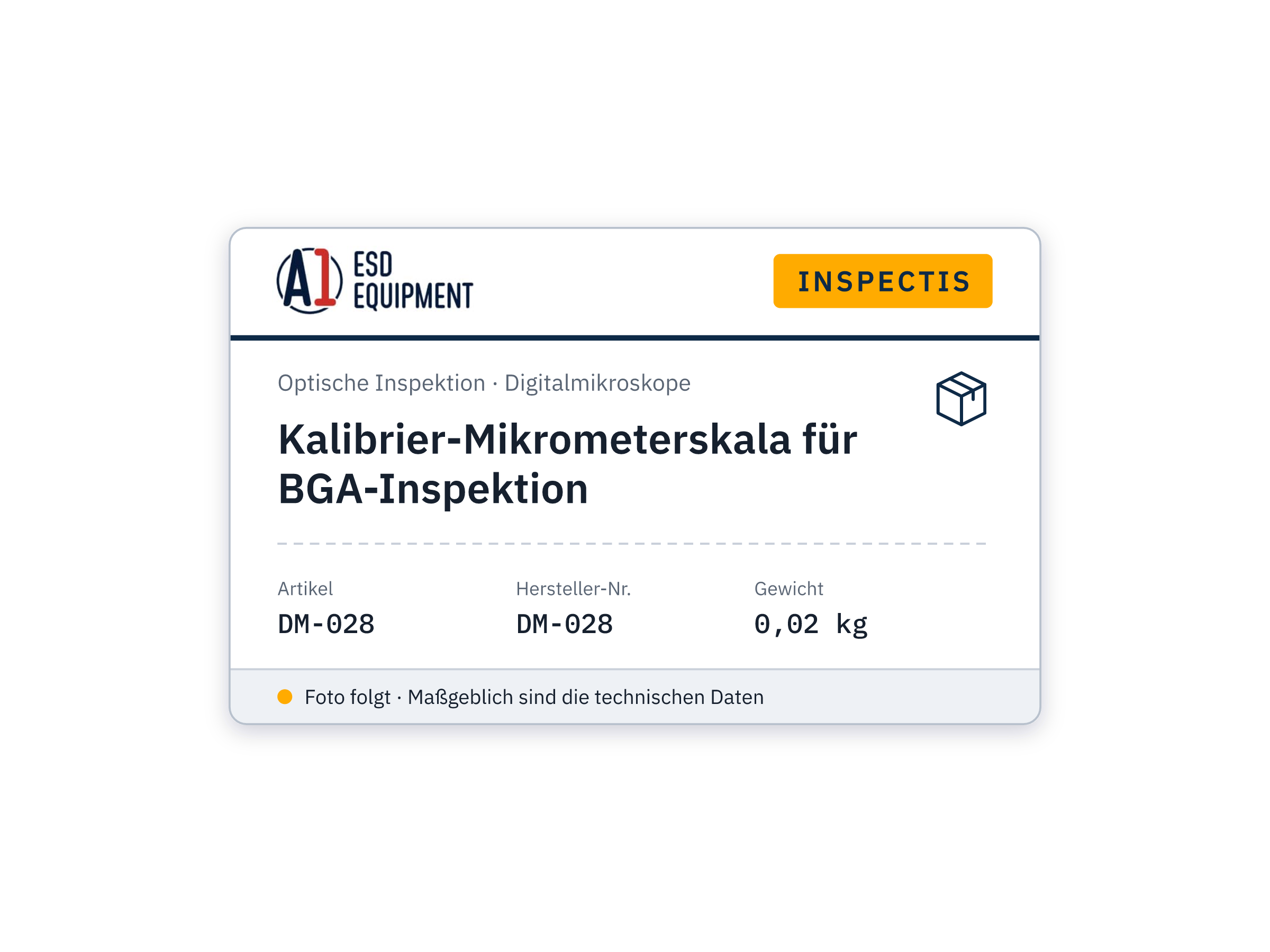 Micromètre de calibrage pour inspection BGA - Inspectis DM-028