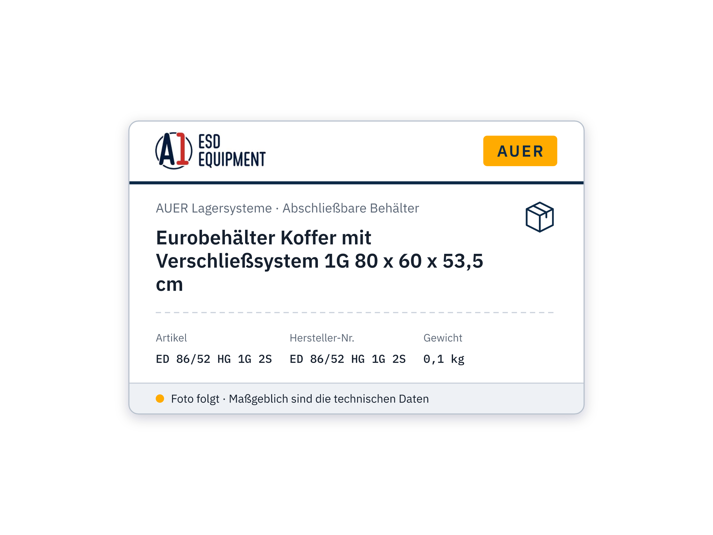 Eurobehälter Koffer mit Verschließsystem 1G 80 x 60 x 53,5 cm - Auer ED 86/52 HG 1G 2S