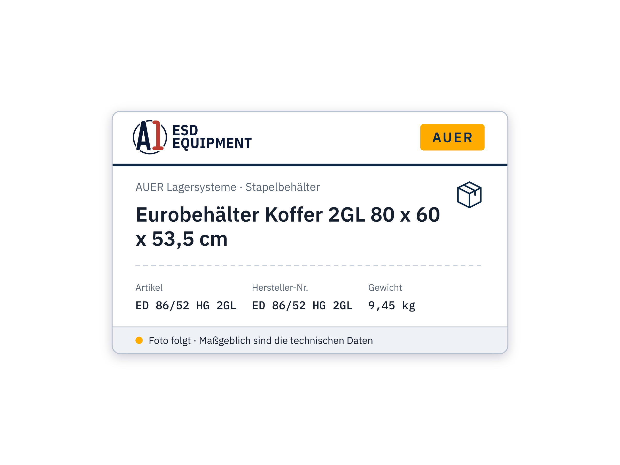 ED 64/32 2GL. Euro container cases 2GL 80 x 60 x 53.5 cm - Auer ED 86/52 HG 2GL