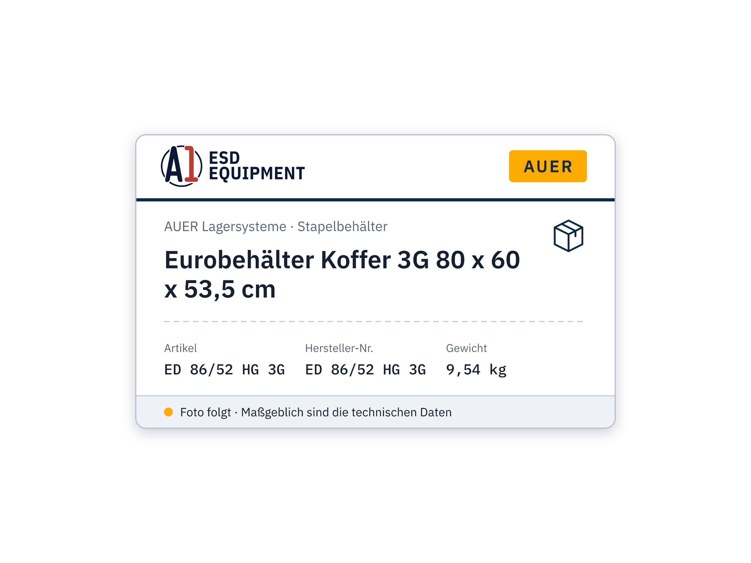Bac-mallette Euro 3G 80 x 60 x 53,5 cm - Auer ED 86/52 HG 3G