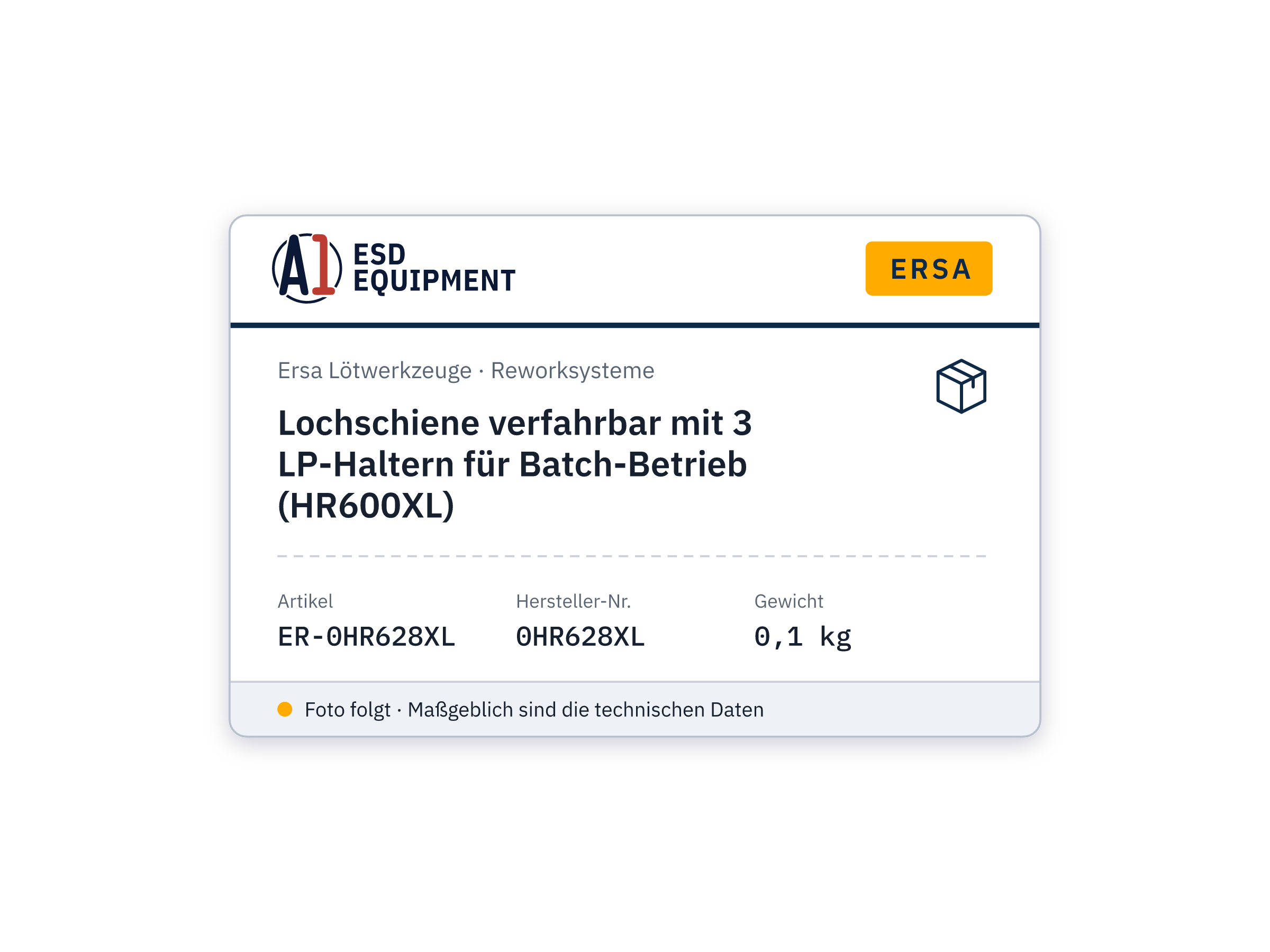 Lochschiene verfahrbar mit 3 LP-Haltern für Batch-Betrieb (HR600XL) - Ersa 0HR628XL