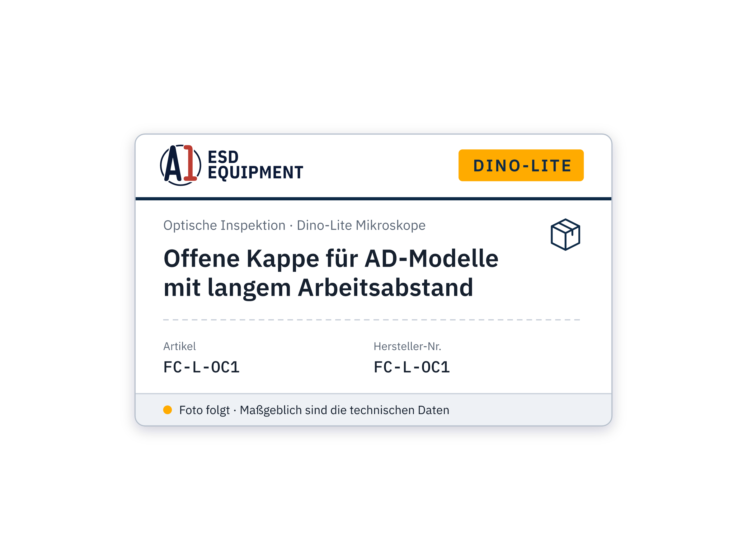 Capuchon ouvert pour modèles AD à grande distance de travail - Dino-Lite FC-L-OC1