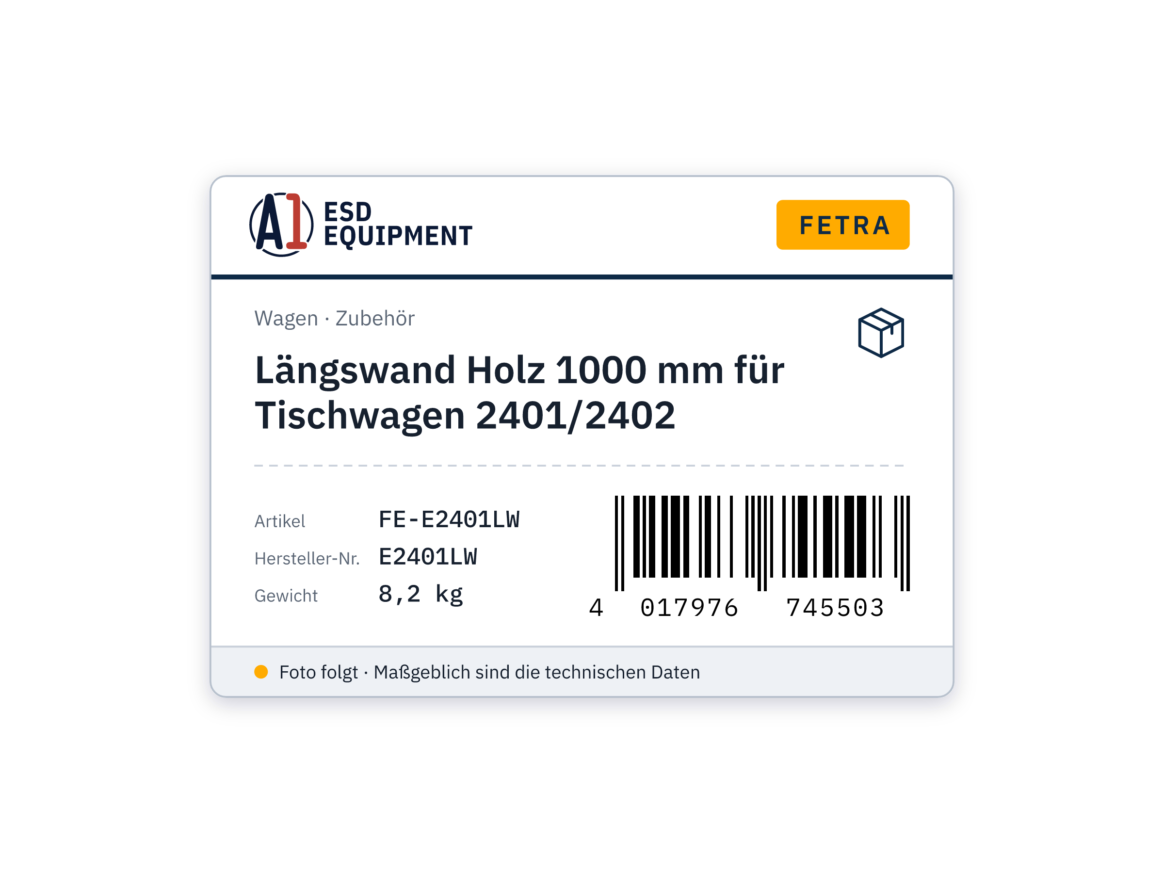Ridelle bois 1000 mm pour chariots 2401/2402 - Fetra E2401LW