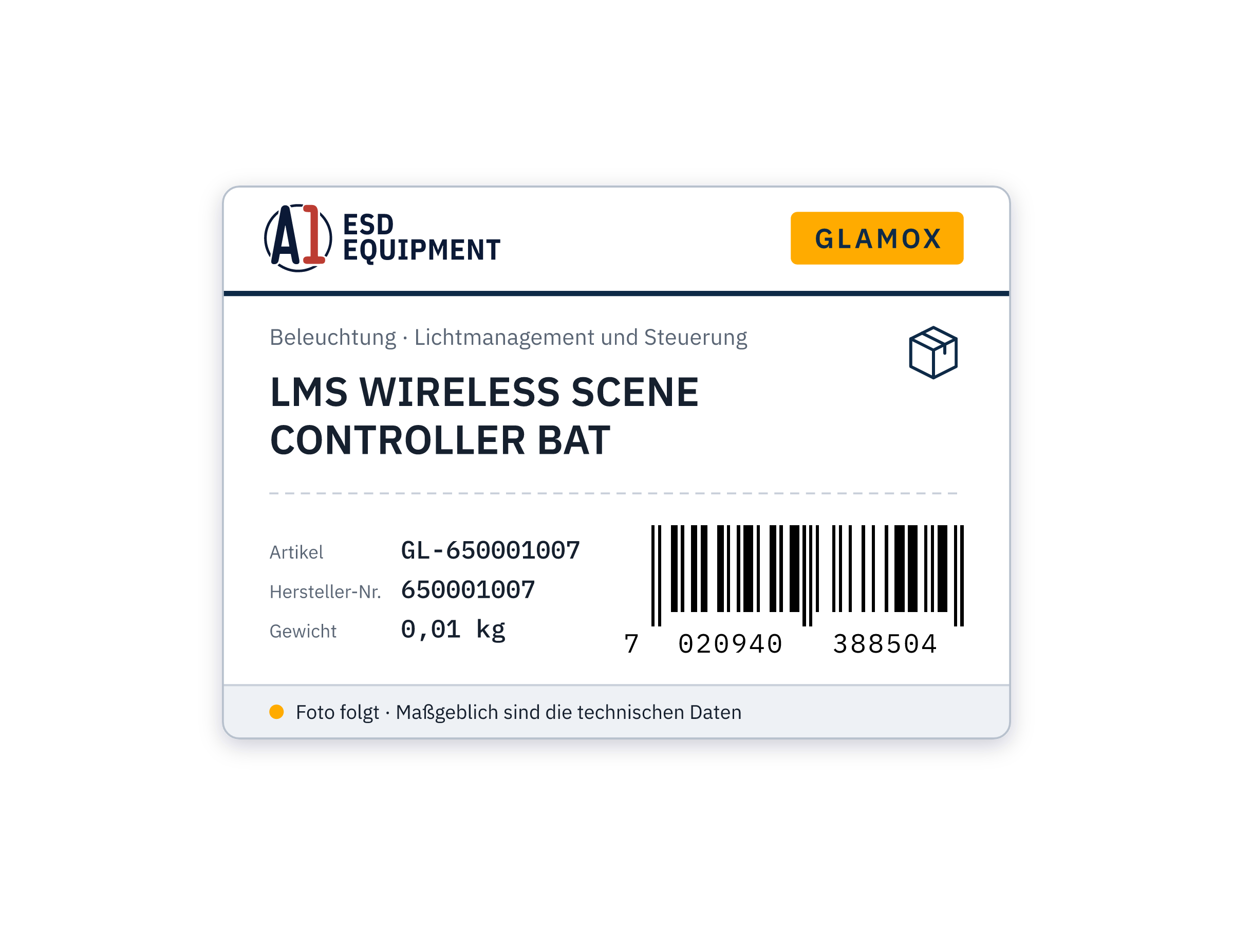 Glamox LMS WIRELESS SCENE CONTROLLER BAT