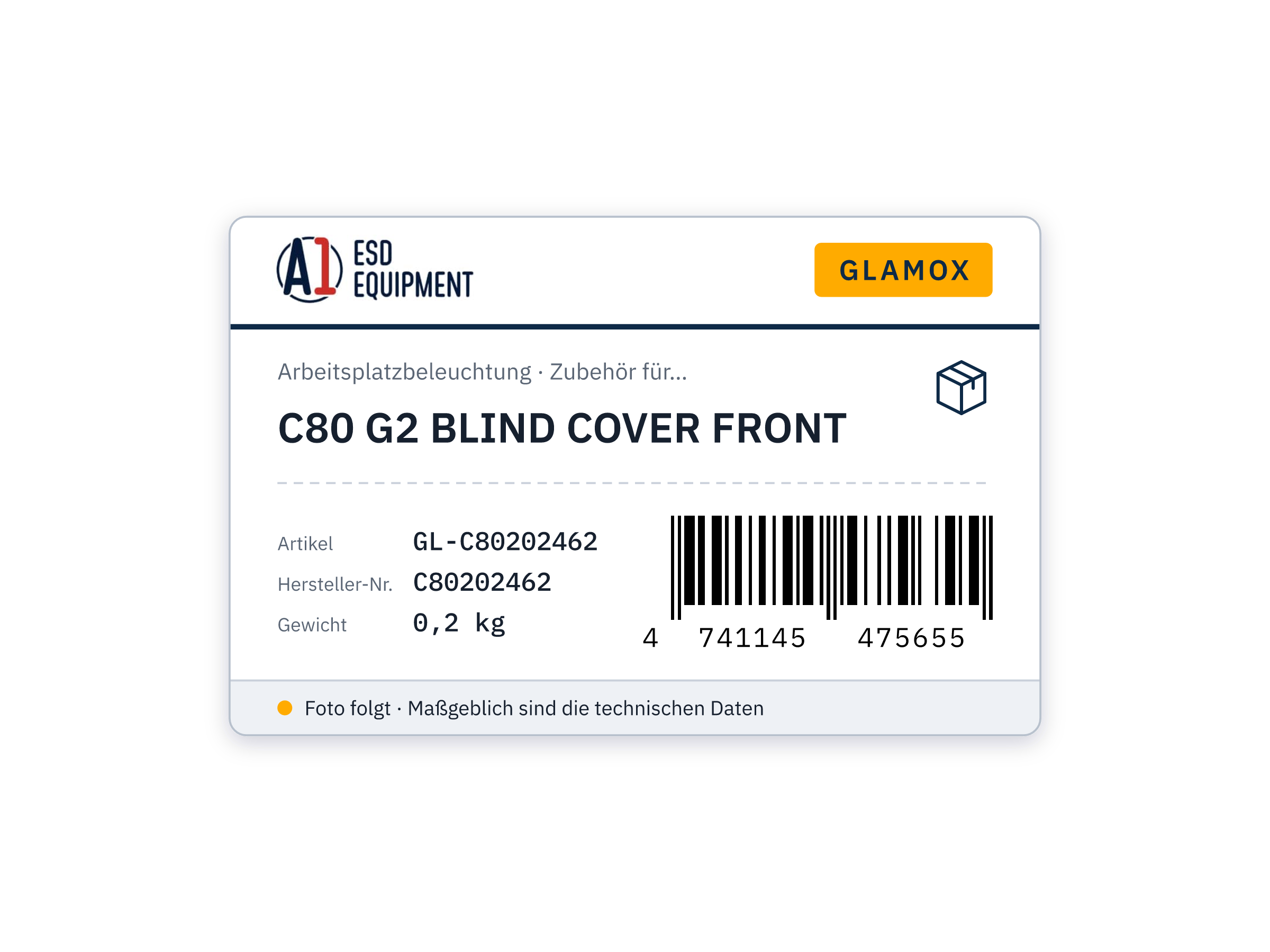 Glamox C80 G2 BLIND COVER FRONT