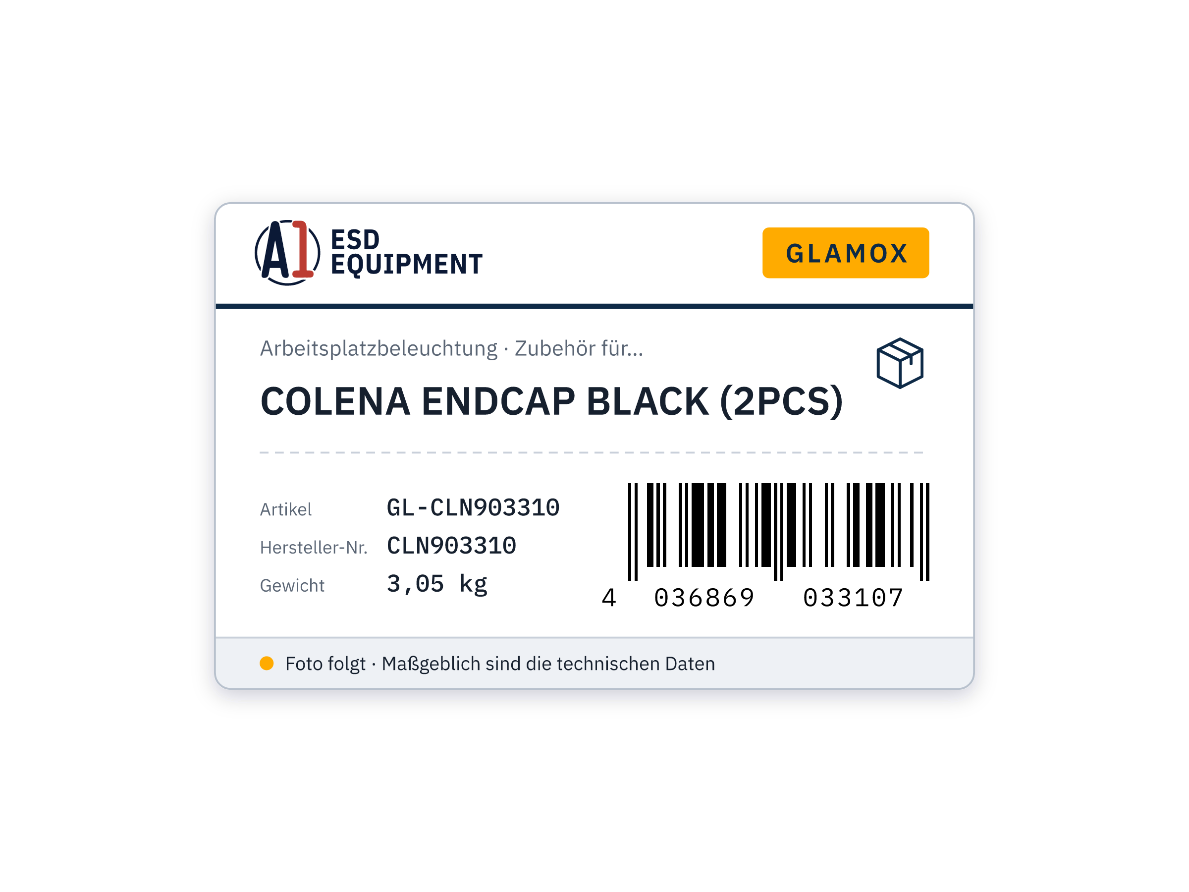 Glamox COLENA ENDCAP BLACK (2PCS)