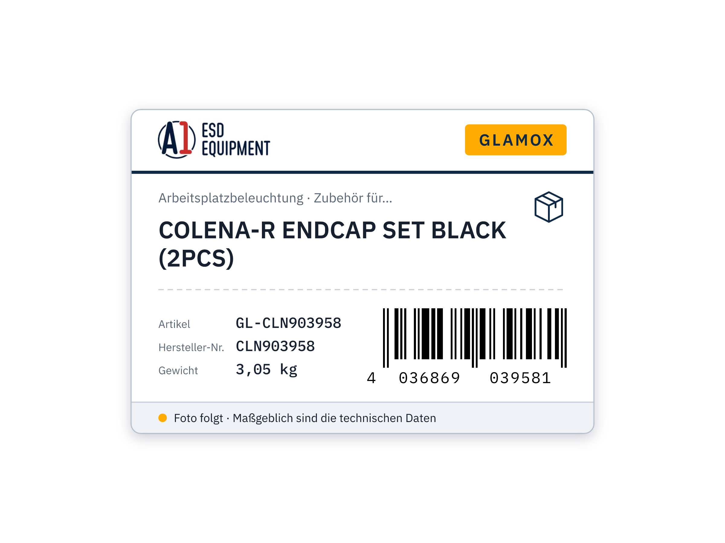 Glamox COLENA-R ENDCAP SET BLACK (2PCS)