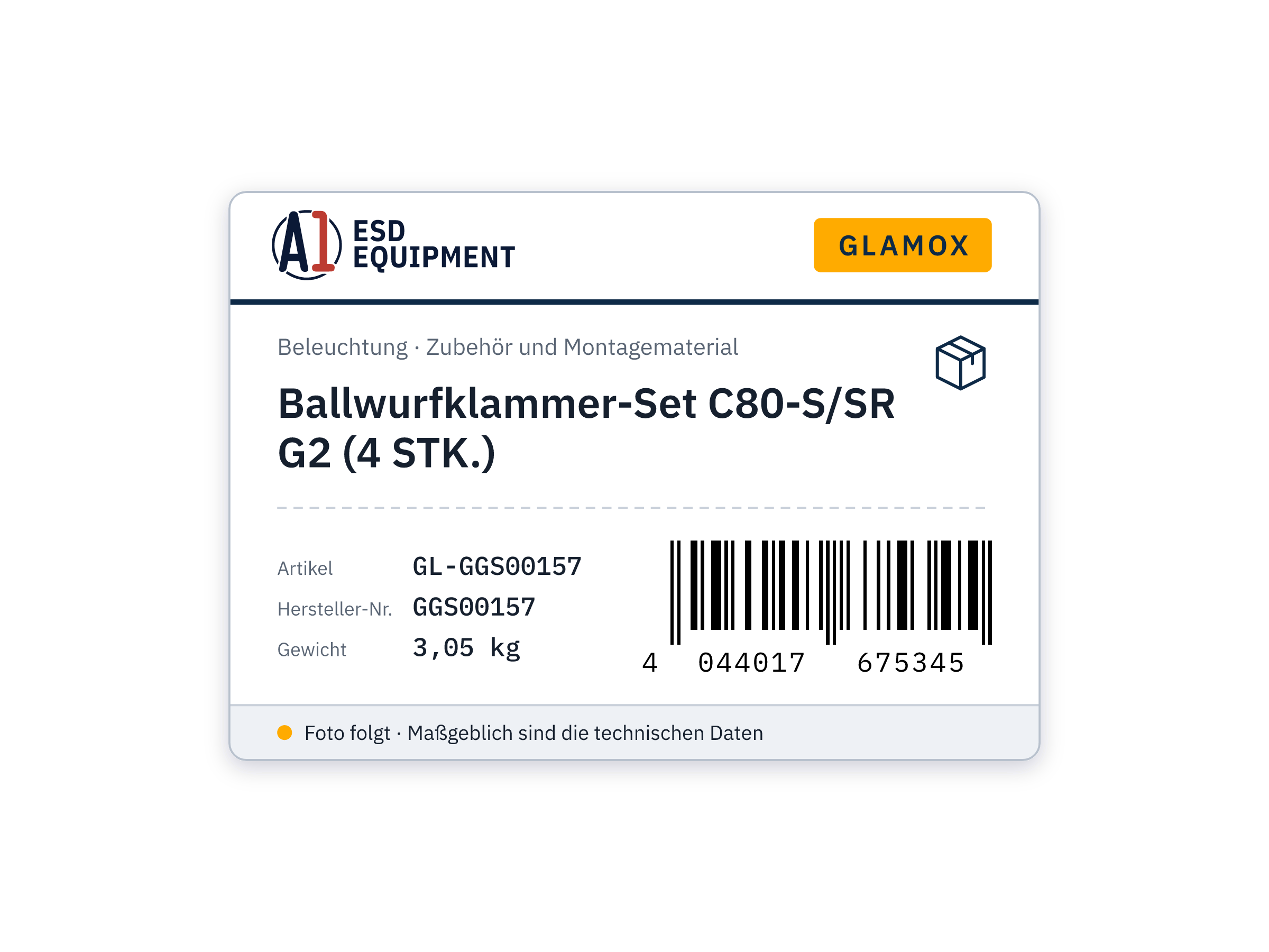 Glamox Ballwurfklammer-Set C80-S/SR G2 (4 STK.)