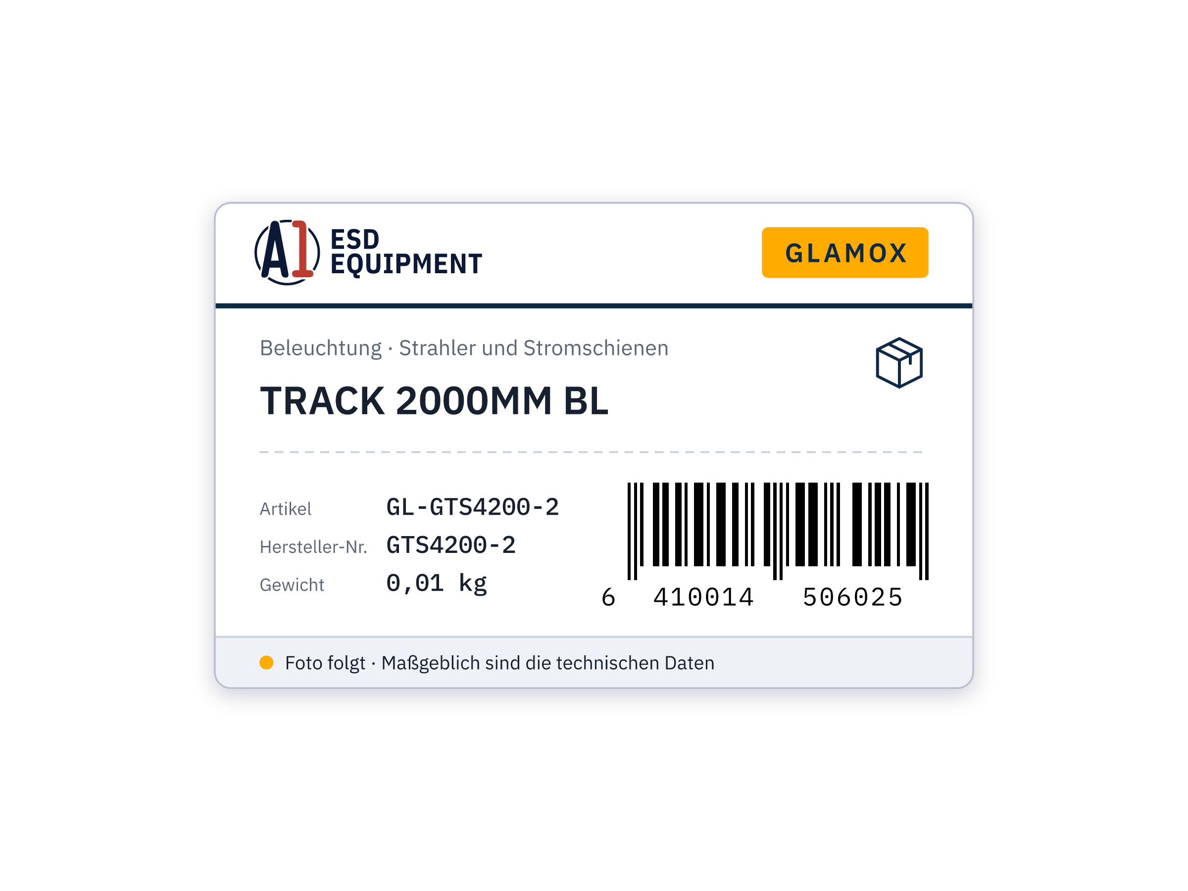 Glamox TRACK 2000MM BL