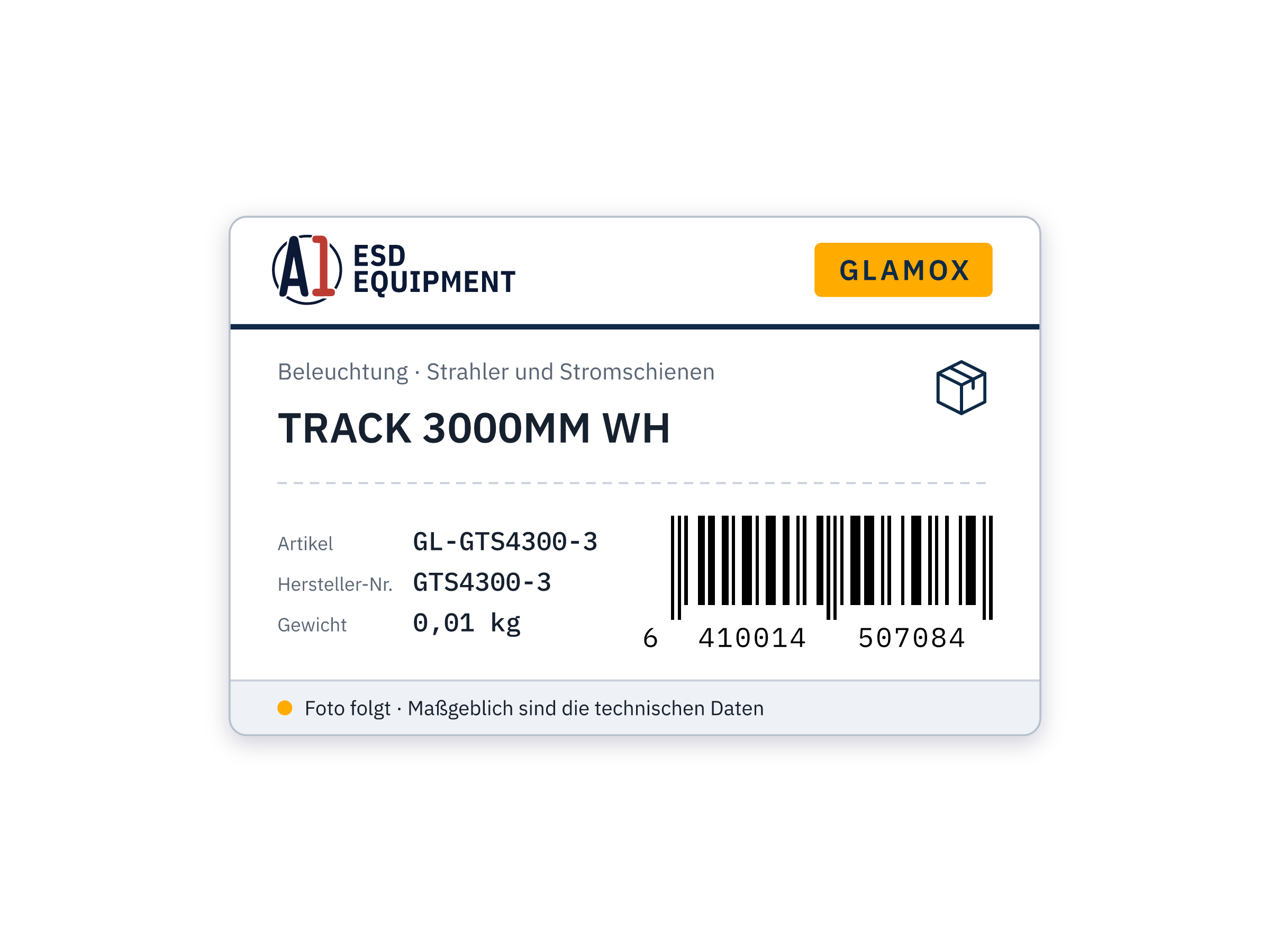 Glamox TRACK 3000MM WH