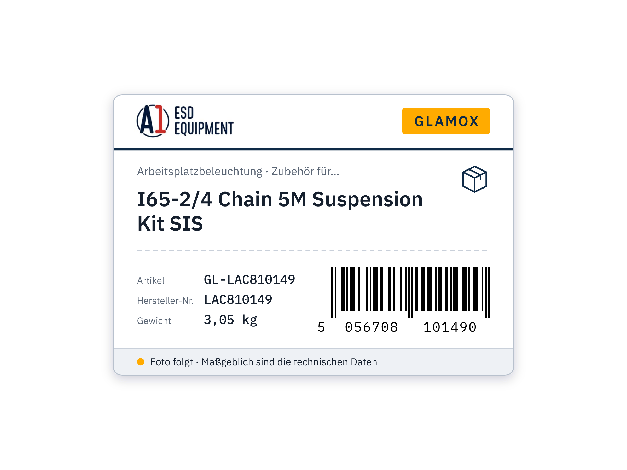Glamox I65-2/4 Chain 5M Suspension Kit SIS