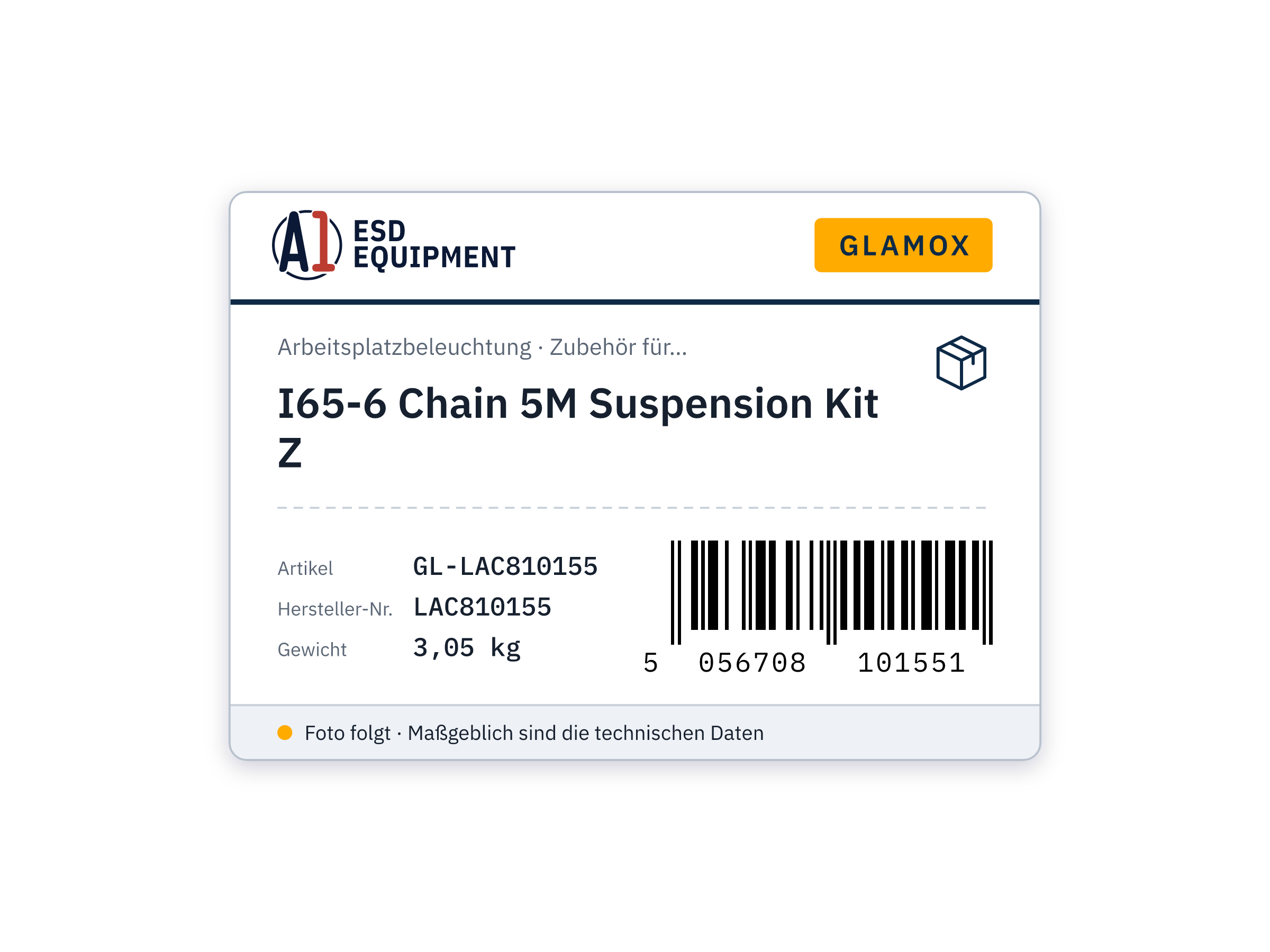 Glamox I65-6 Chain 5M Suspension Kit Z