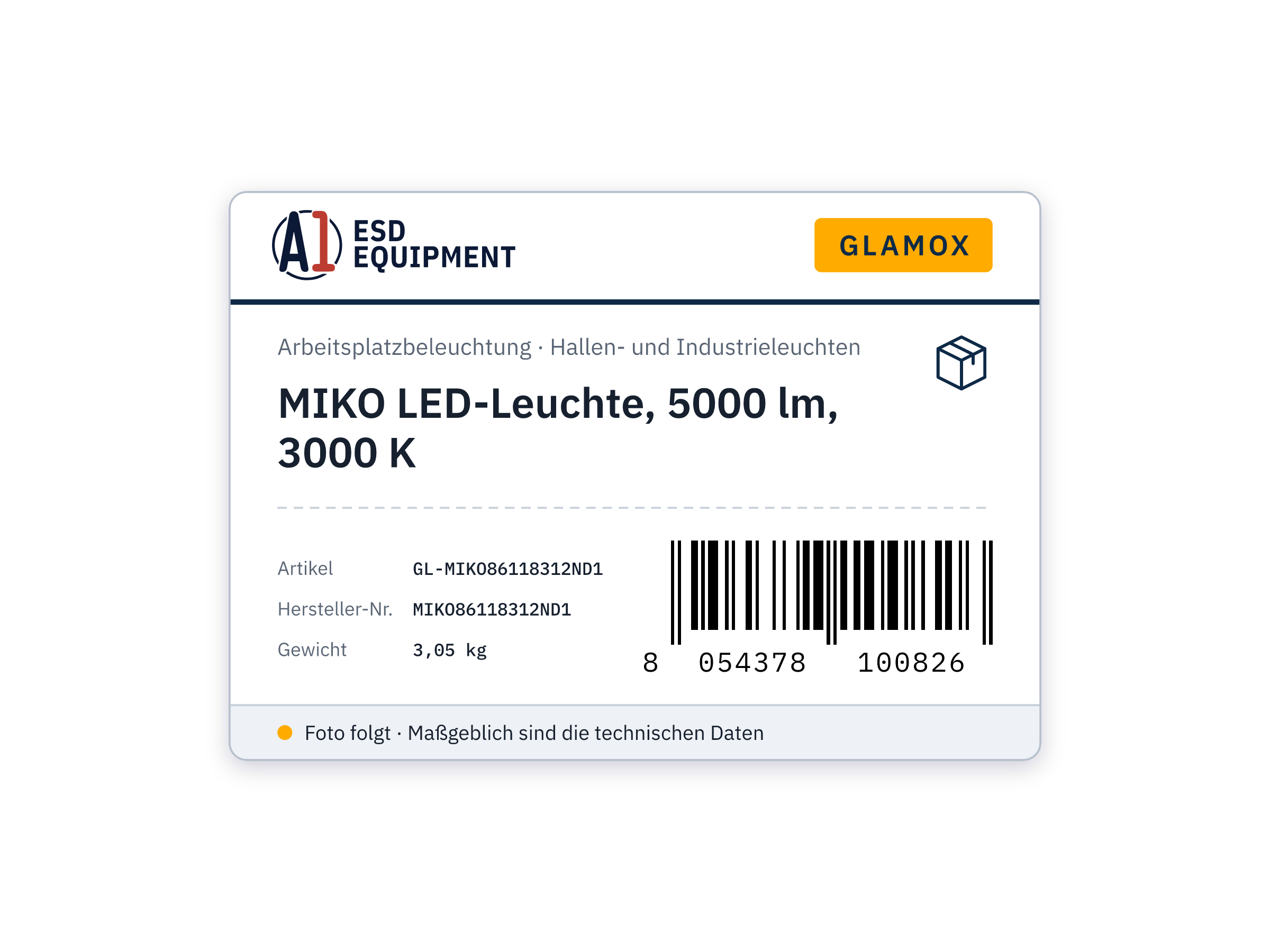 MIKO LED luminaire, 5000 lm, 3000 K - Glamox MIKO86118312ND1