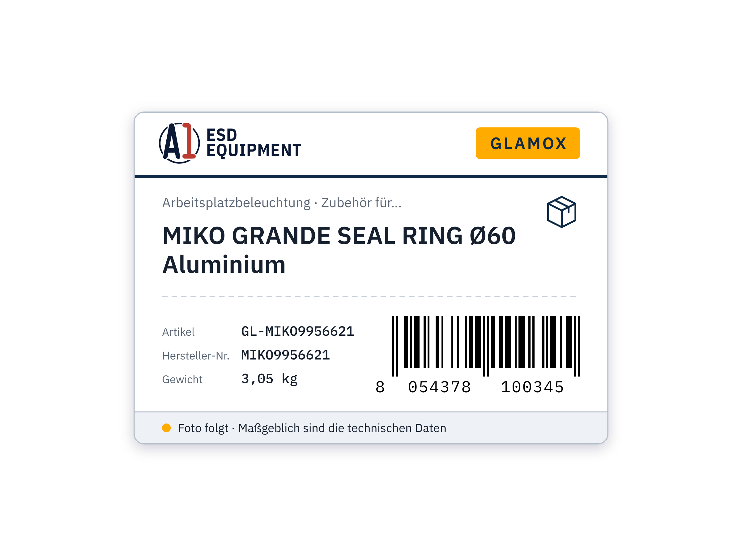 Glamox MIKO GRANDE SEAL RING Ø60 ALUMINIUM