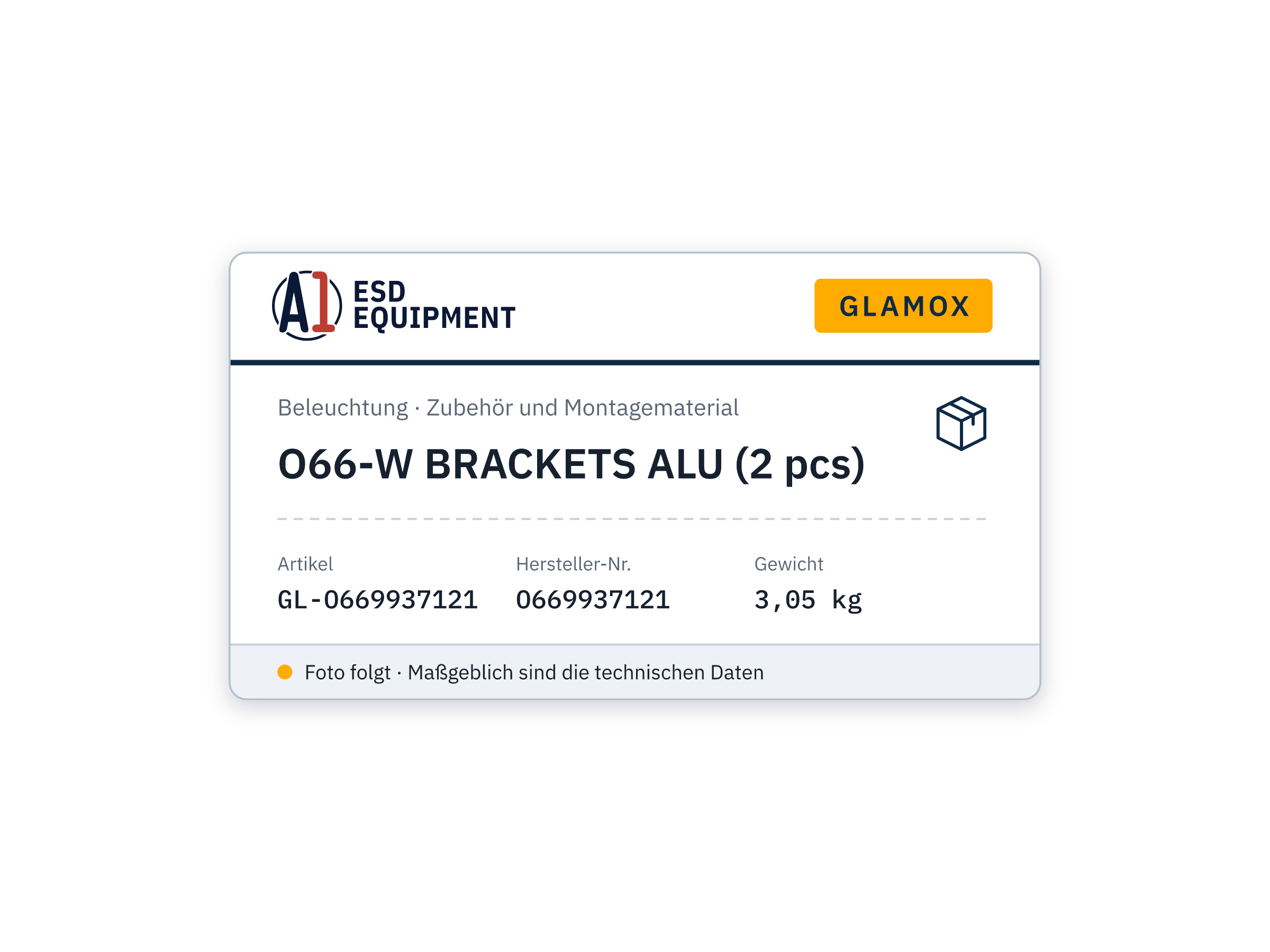 Glamox O66-W BRACKETS ALU (2 pcs)