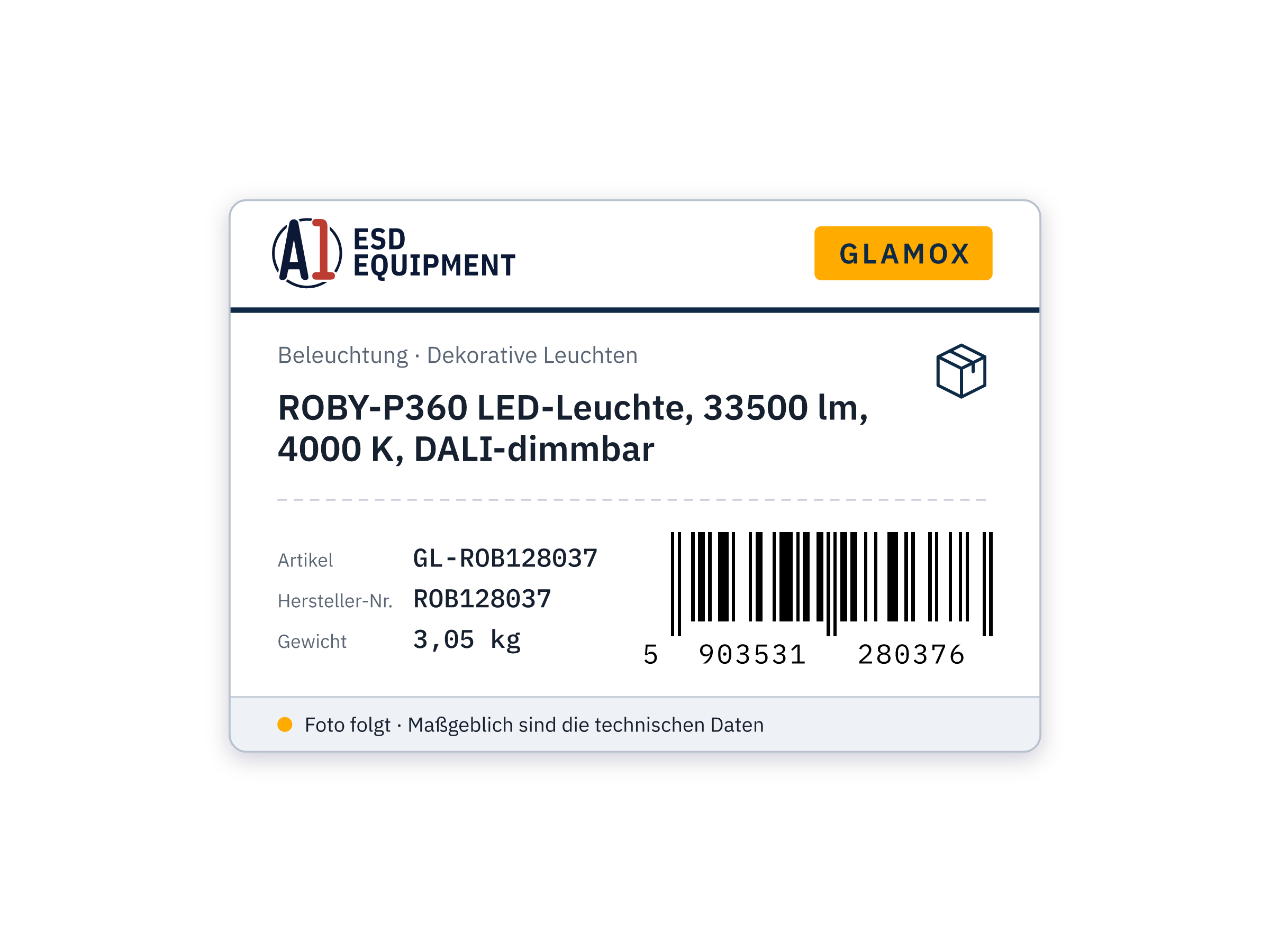 Glamox ROBY-P360 LED-Leuchte, 33500 lm, 4000 K, DALI-dimmbar