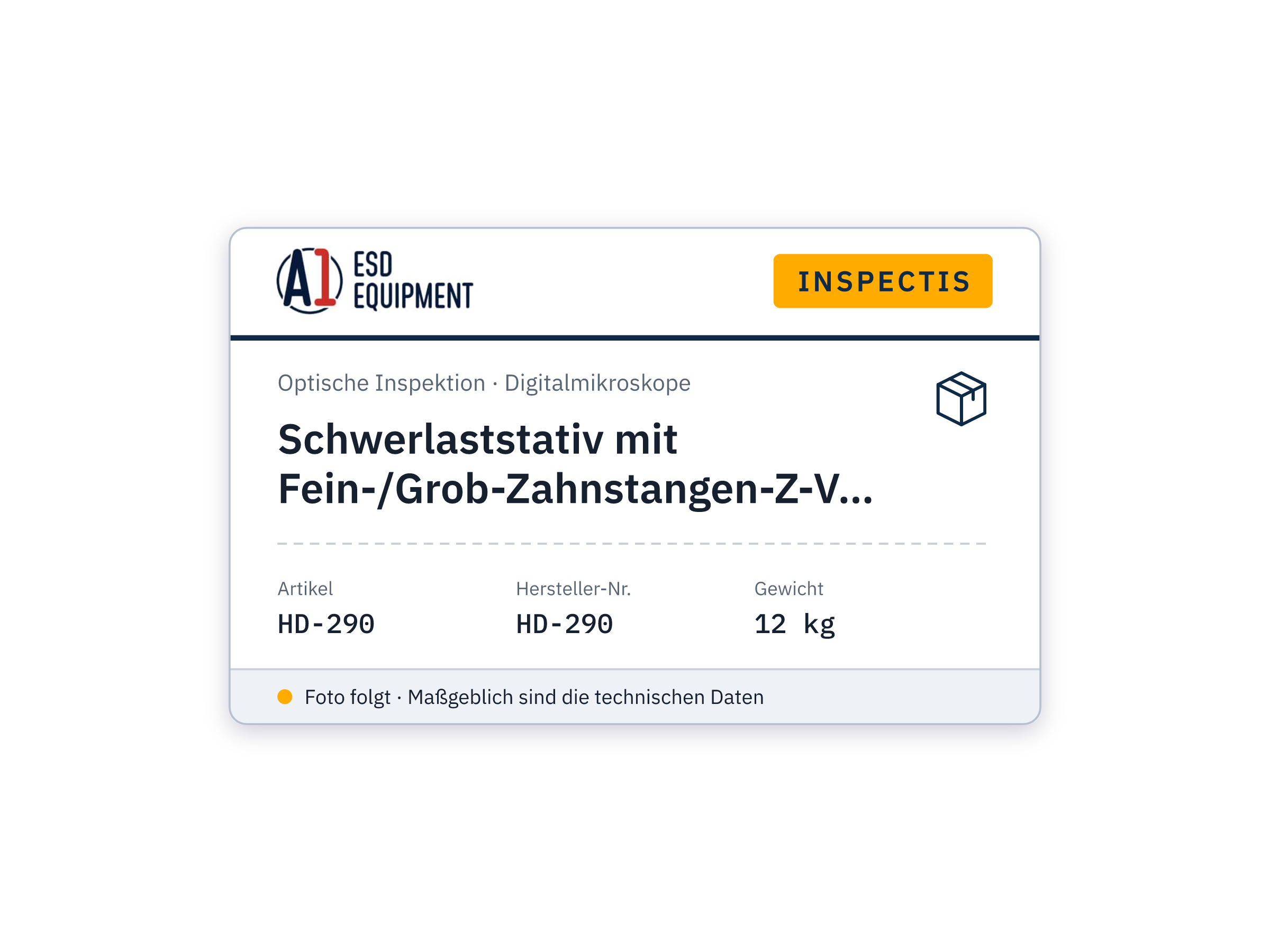 Schwerlaststativ mit Fein-/Grob-Zahnstangen-Z-Verstellung - Inspectis HD-290